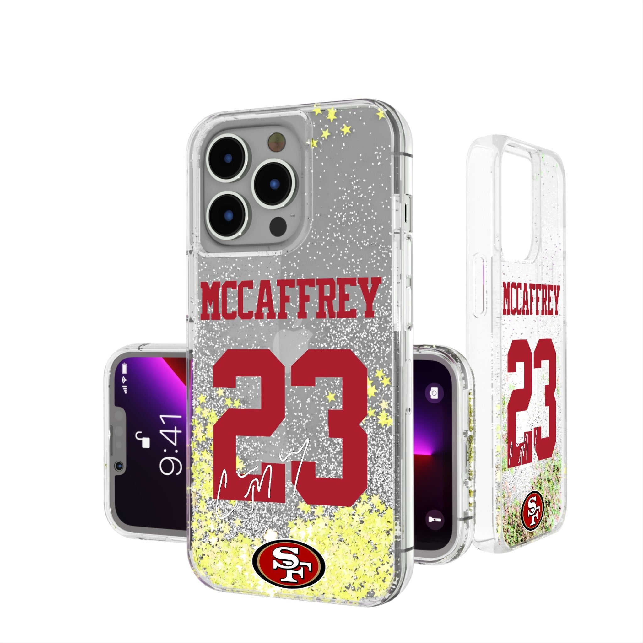 Christian McCaffrey San Francisco 49ers 23 Ready Glitter Phone Case - Sports Gifts, Sports Memorabilia, Sports Collectibles, Fan Shop