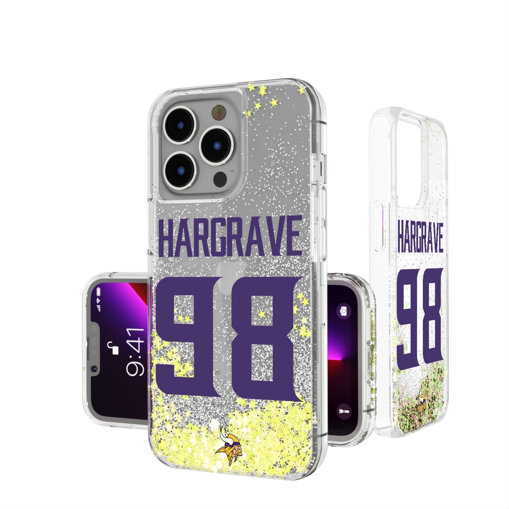 Javon Hargrave Minnesota Vikings 98 Game Tactic Glitter Phone Case for Apple iPhone - Sports Gifts, Sports Memorabilia, Sports Collectibles, Fan Shop