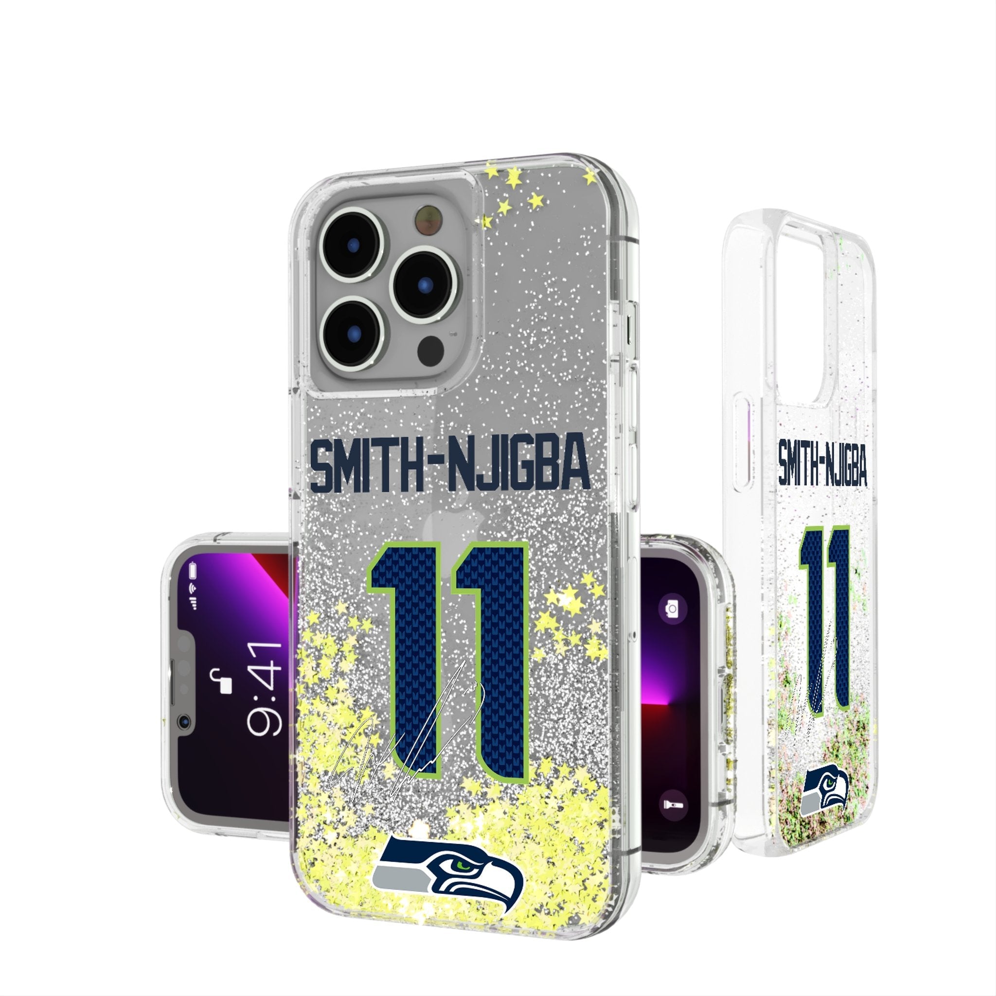 Jaxon Smith-Njigba Seattle Seahawks 11 Game Tactic Glitter Phone Case for Apple iPhone - Sports Gifts, Sports Memorabilia, Sports Collectibles, Fan Shop