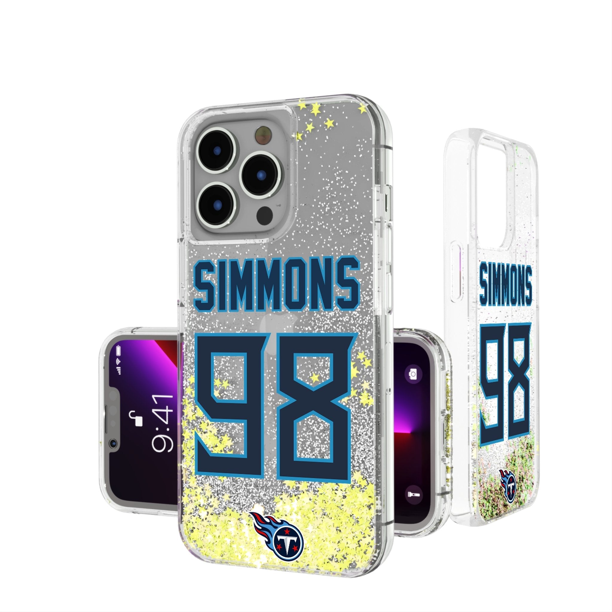 Jeffery Simmons Tennessee Titans 98 Ready Glitter Phone Case - Sports Gifts, Sports Memorabilia, Sports Collectibles, Fan Shop