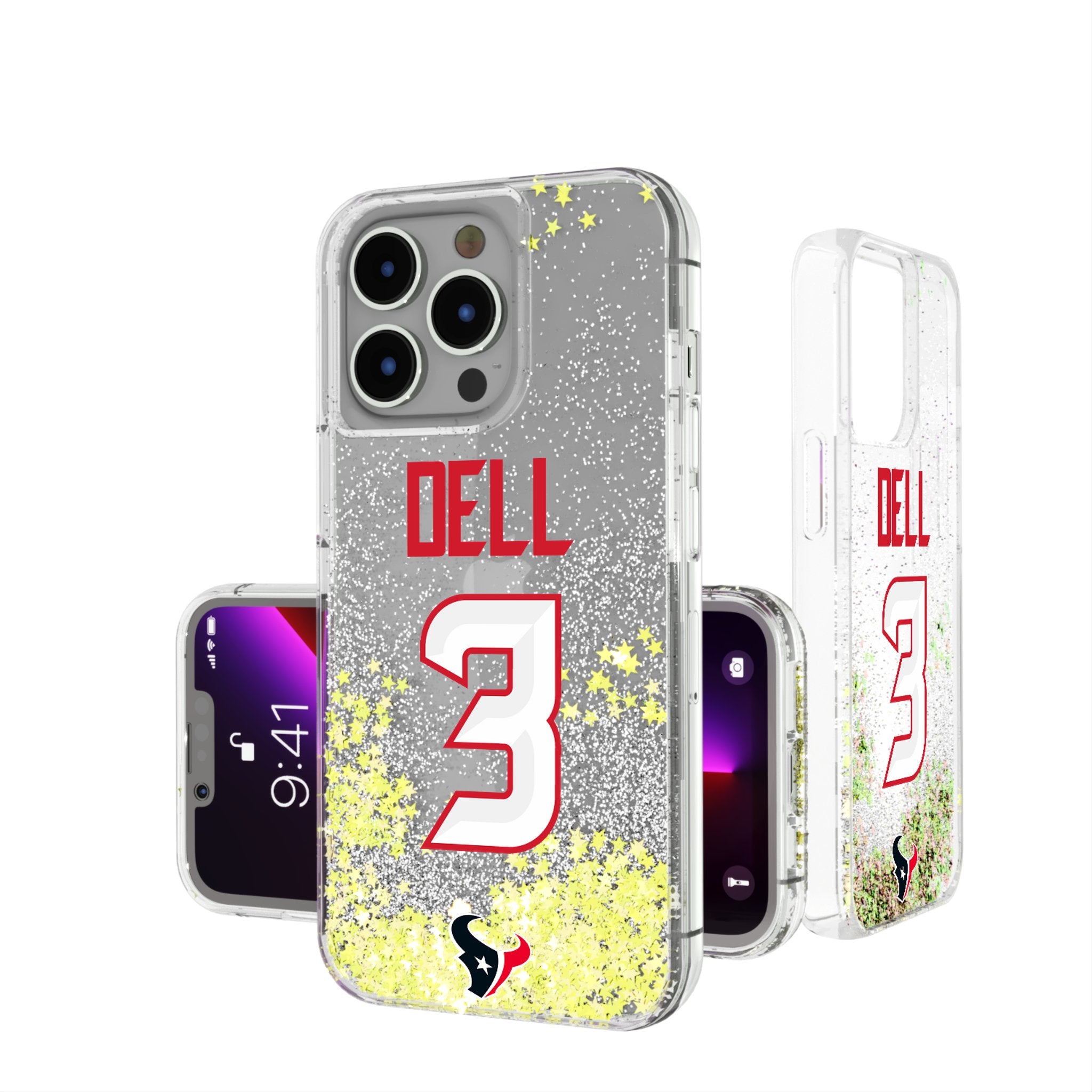 Tank Dell Houston Texans 3 Ready Glitter Phone Case - Sports Gifts, Sports Memorabilia, Sports Collectibles, Fan Shop