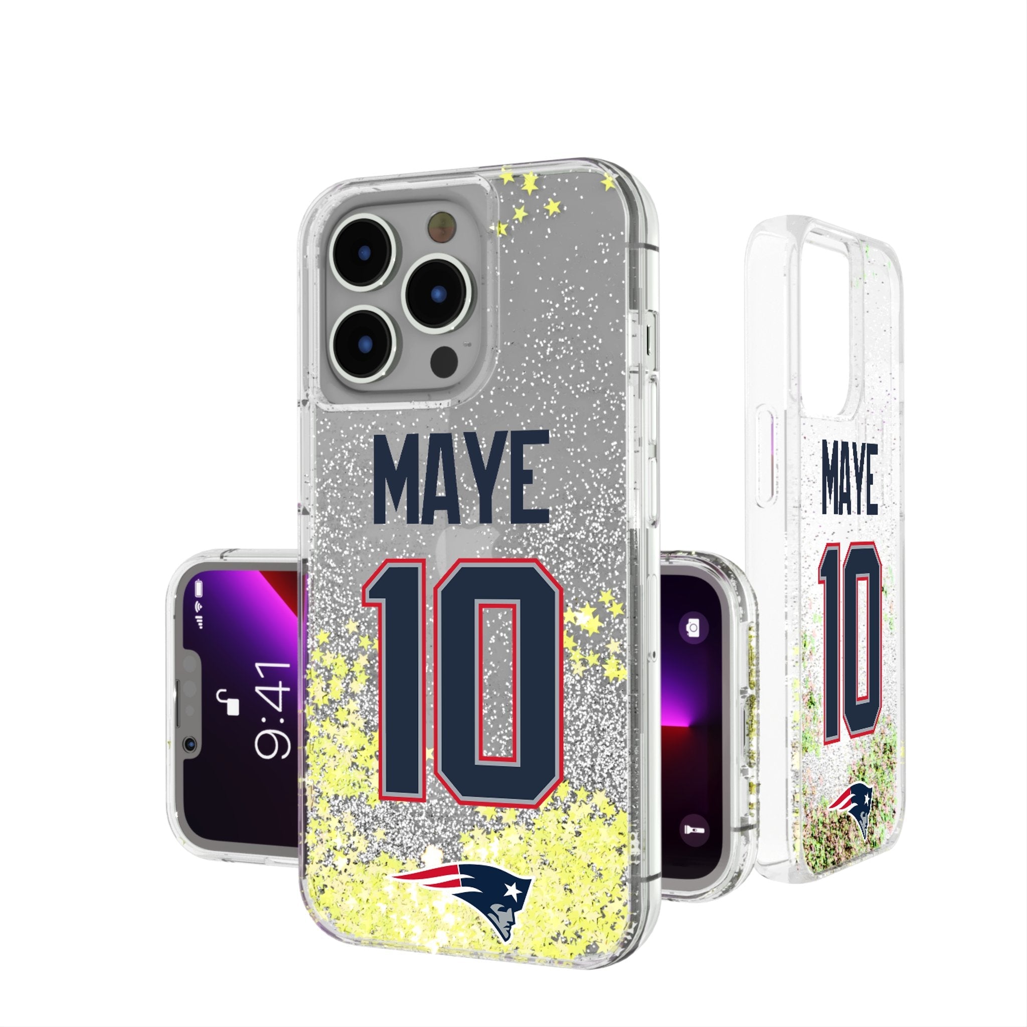 Drake Maye New England Patriots 10 Ready Glitter Phone Case - Sports Gifts, Sports Memorabilia, Sports Collectibles, Fan Shop