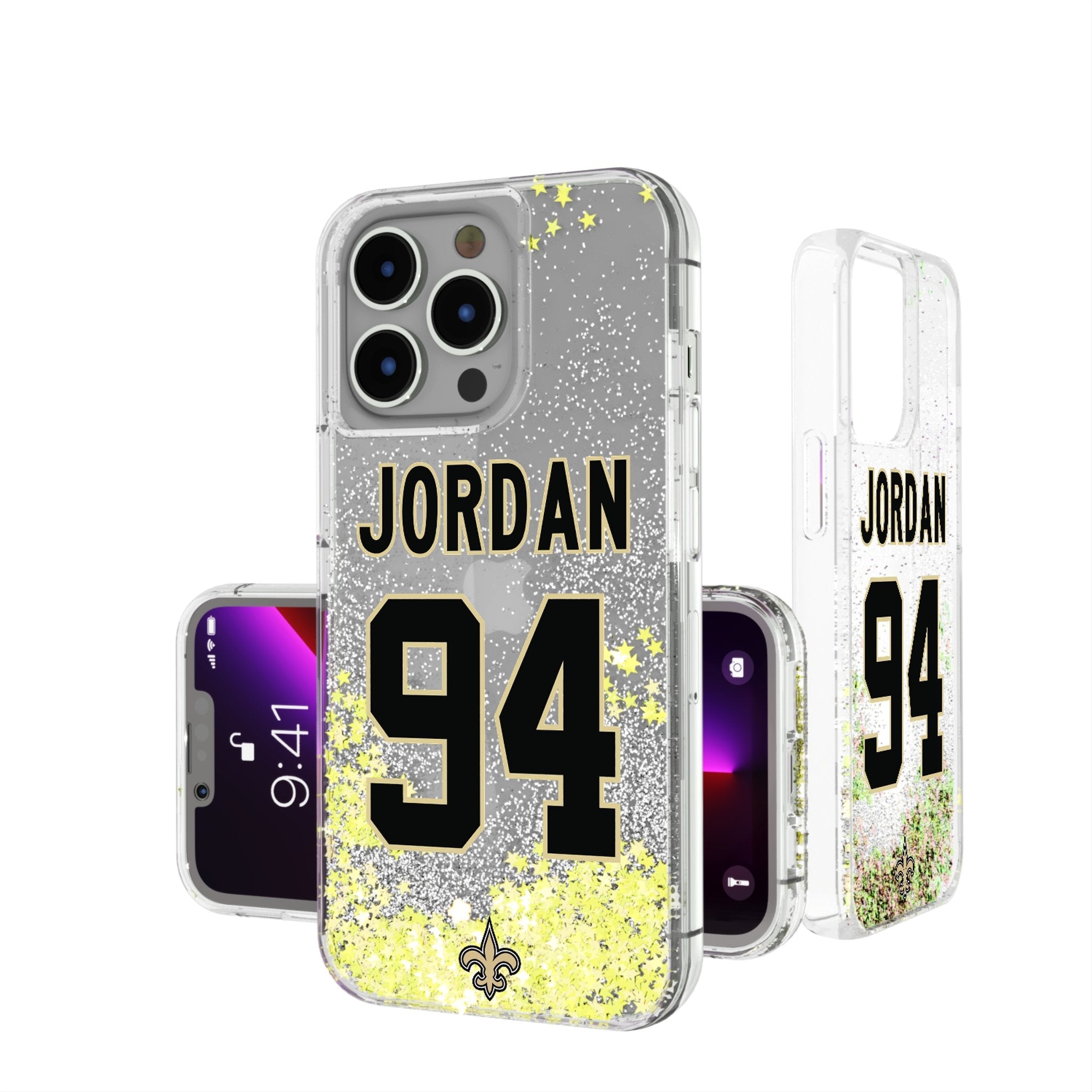 Cameron Jordan New Orleans Saints 94 Ready Glitter Phone Case - Sports Gifts, Sports Memorabilia, Sports Collectibles, Fan Shop