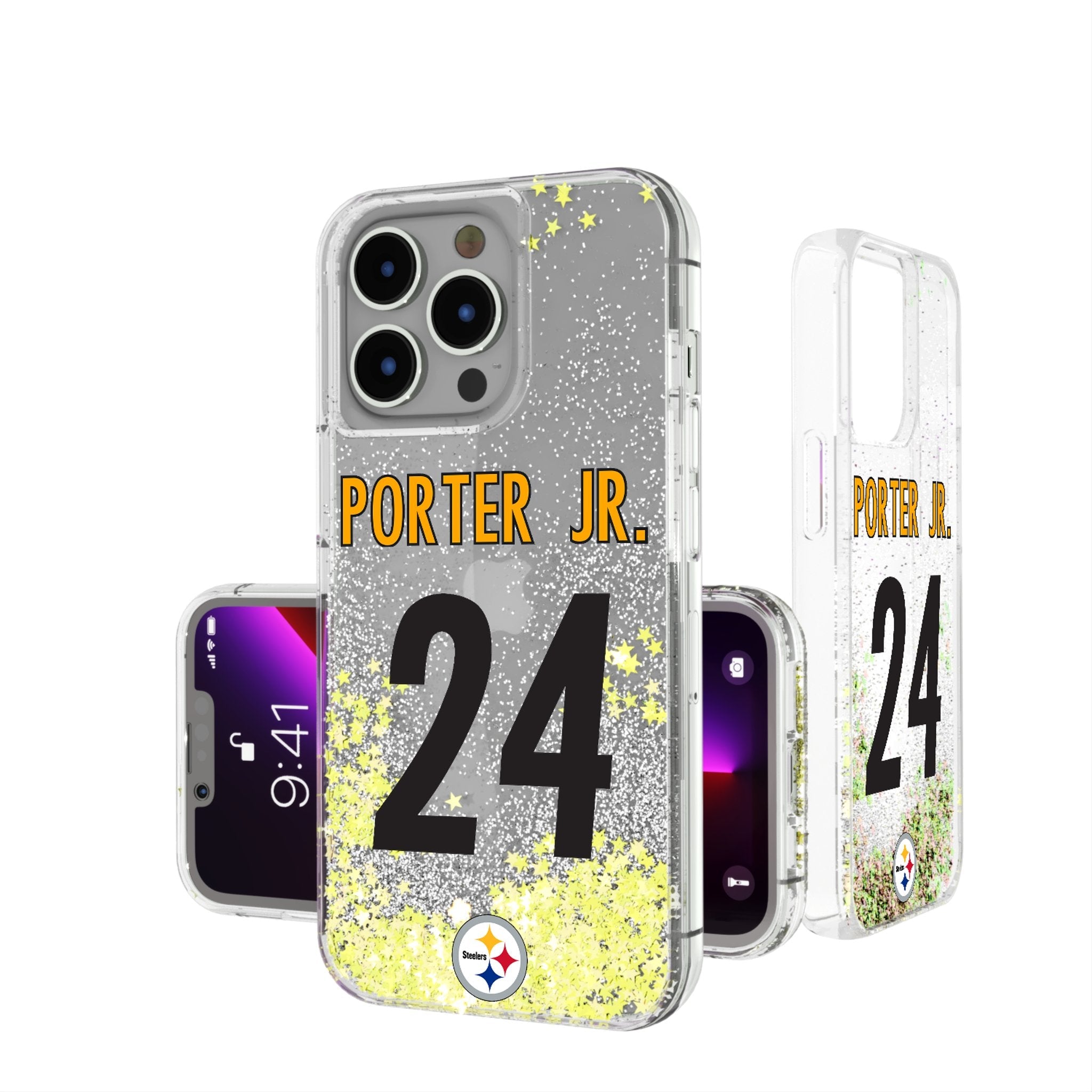 Joey Porter Jr. Pittsburgh Steelers 24 Ready Glitter Phone Case - Sports Gifts, Sports Memorabilia, Sports Collectibles, Fan Shop