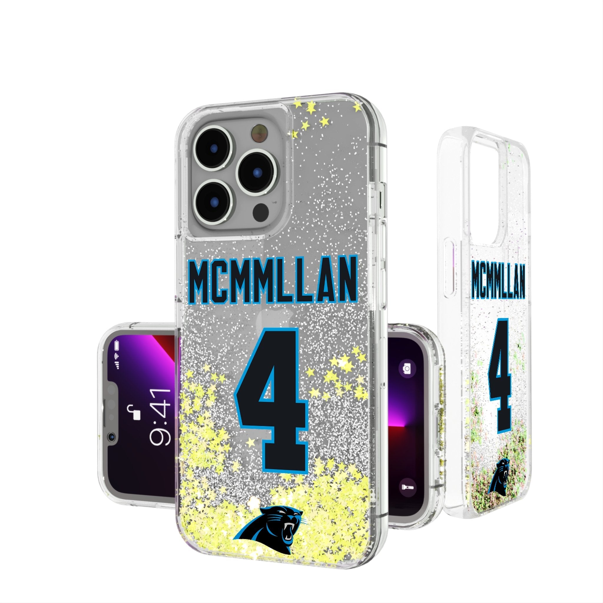 Tetairoa McMillan Carolina Panthers 4 Game Tactic Glitter Phone Case for Apple iPhone - Sports Gifts, Sports Memorabilia, Sports Collectibles, Fan Shop
