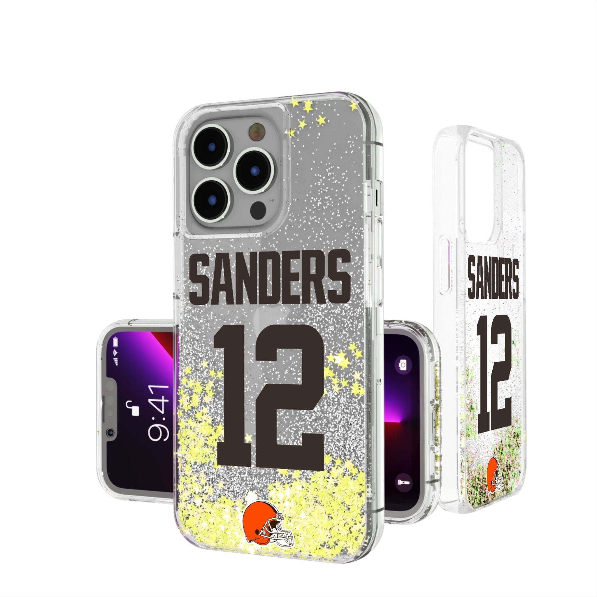 Shedeur Sanders Cleveland Browns 12 Game Tactic Glitter Phone Case for Apple iPhone - Sports Gifts, Sports Memorabilia, Sports Collectibles, Fan Shop