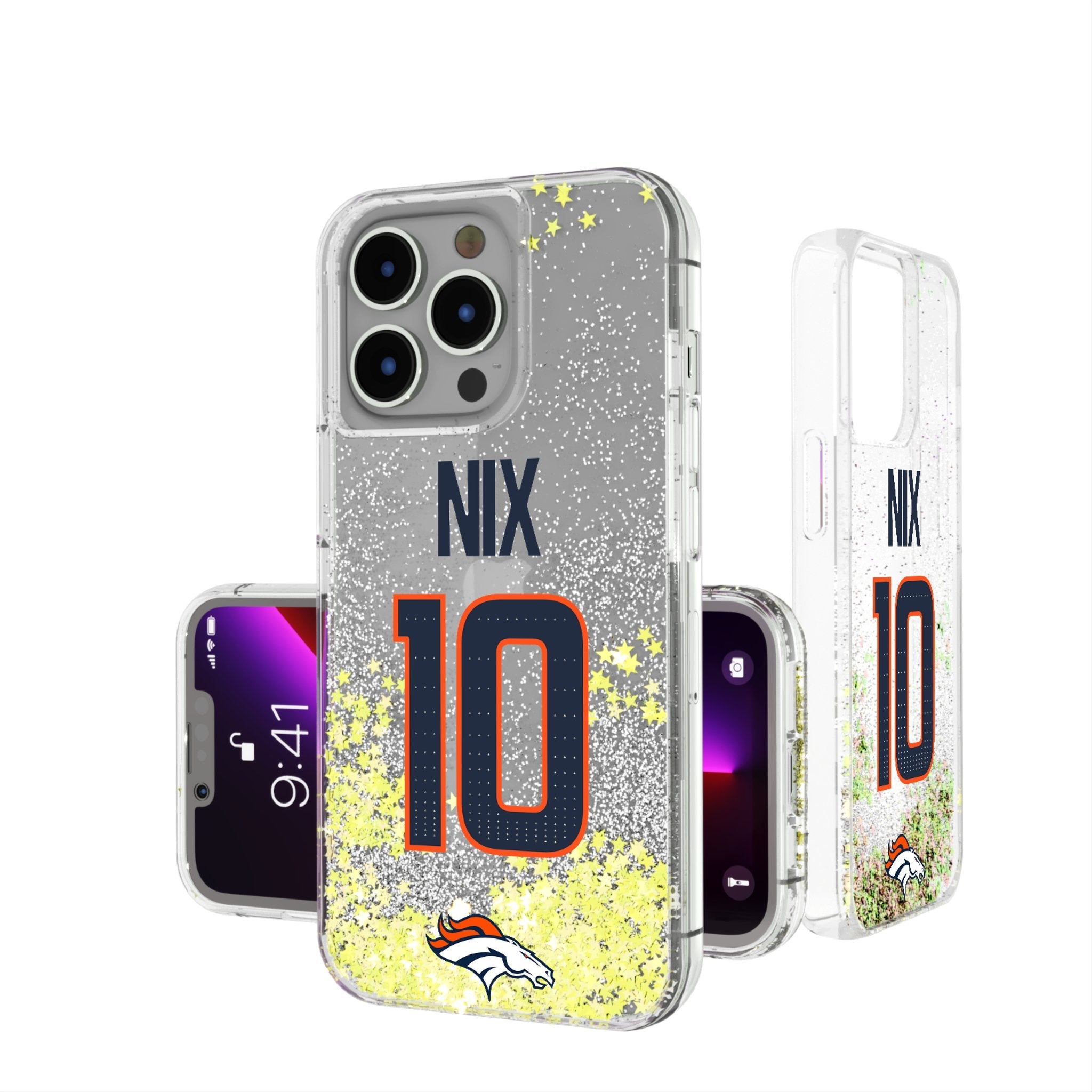 Bo Nix Denver Broncos 10 Game Tactic Glitter Phone Case for Apple iPhone - Sports Gifts, Sports Memorabilia, Sports Collectibles, Fan Shop