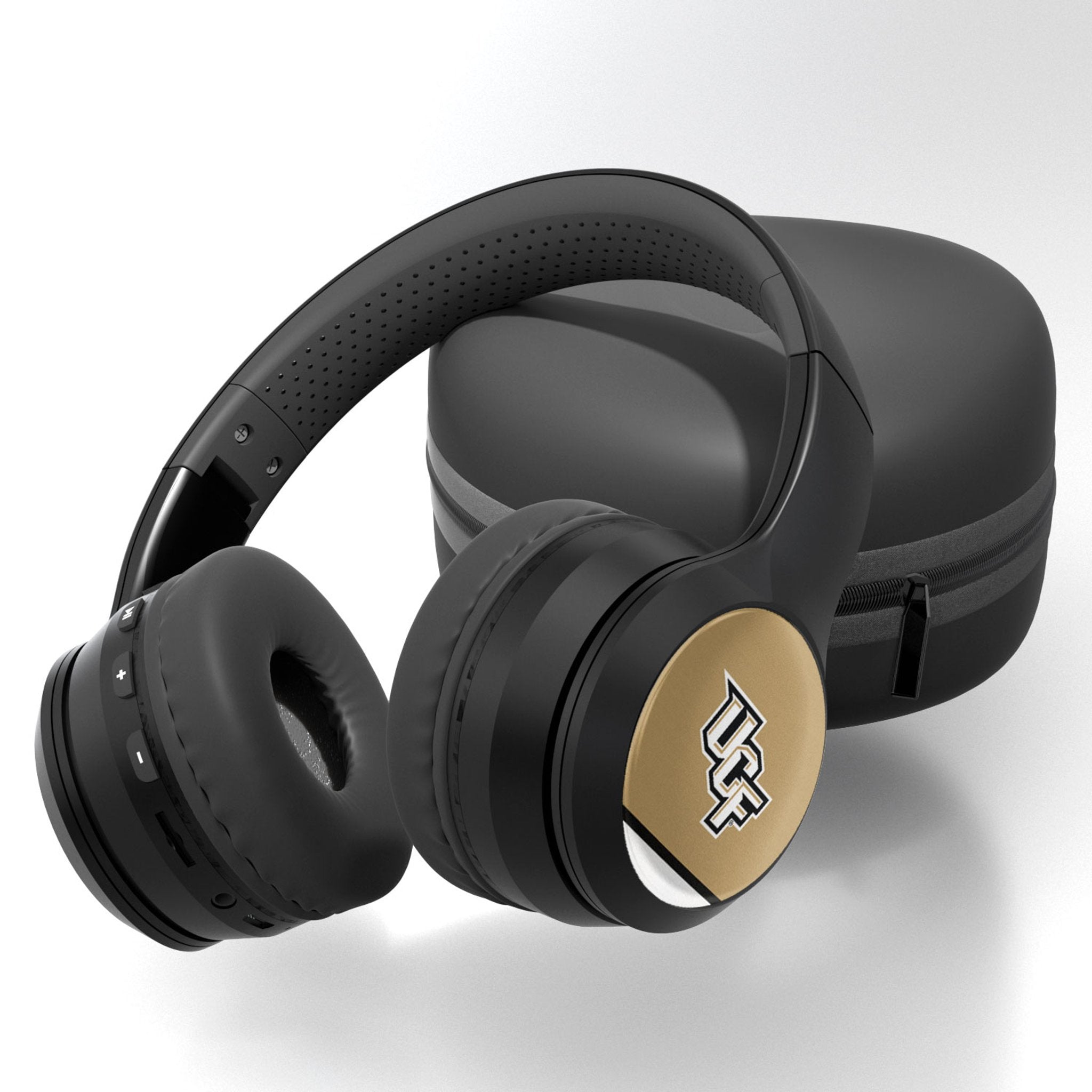 University of Central Florida Golden Knights Stripe Wireless Over-Ear BT Headphones With Case - Sports Gifts, Sports Memorabilia, Sports Collectibles, Fan Shop