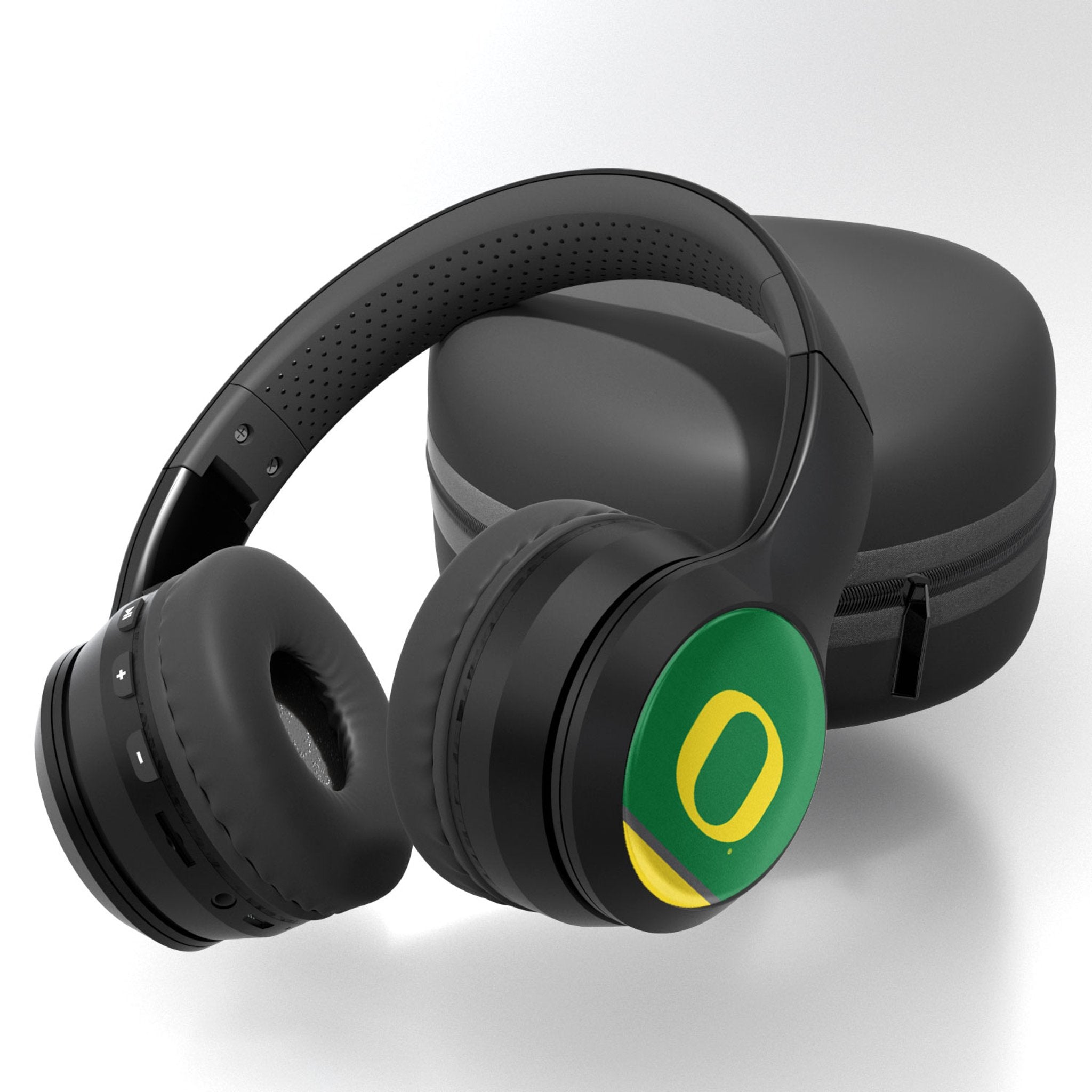 University of Oregon Ducks Stripe Wireless Over-Ear BT Headphones With Case - Sports Gifts, Sports Memorabilia, Sports Collectibles, Fan Shop