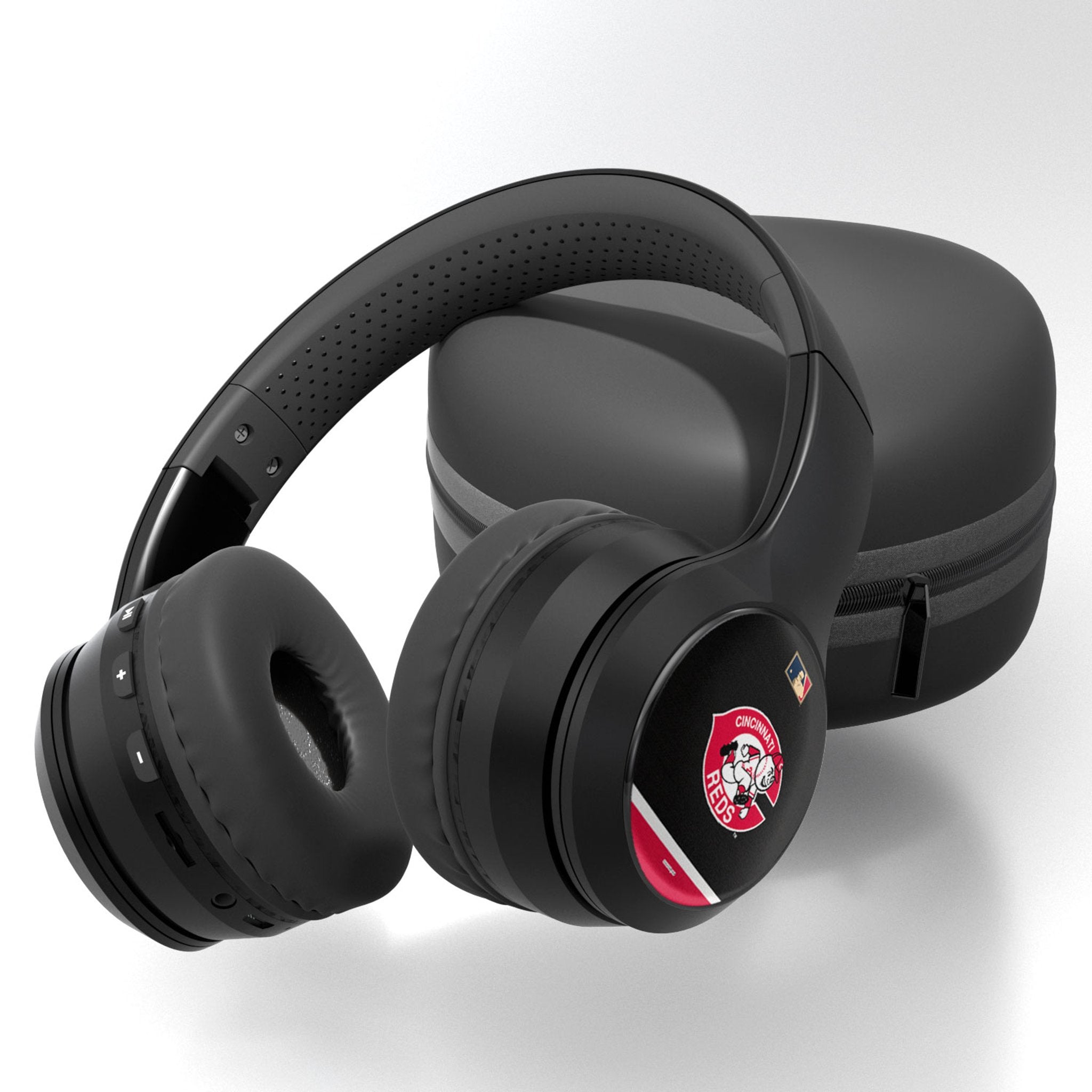 Cincinnati Reds 1974-1992 - Cooperstown Collection Stripe Wireless Over-Ear BT Headphones With Case - Sports Gifts, Sports Memorabilia, Sports Collectibles, Fan Shop