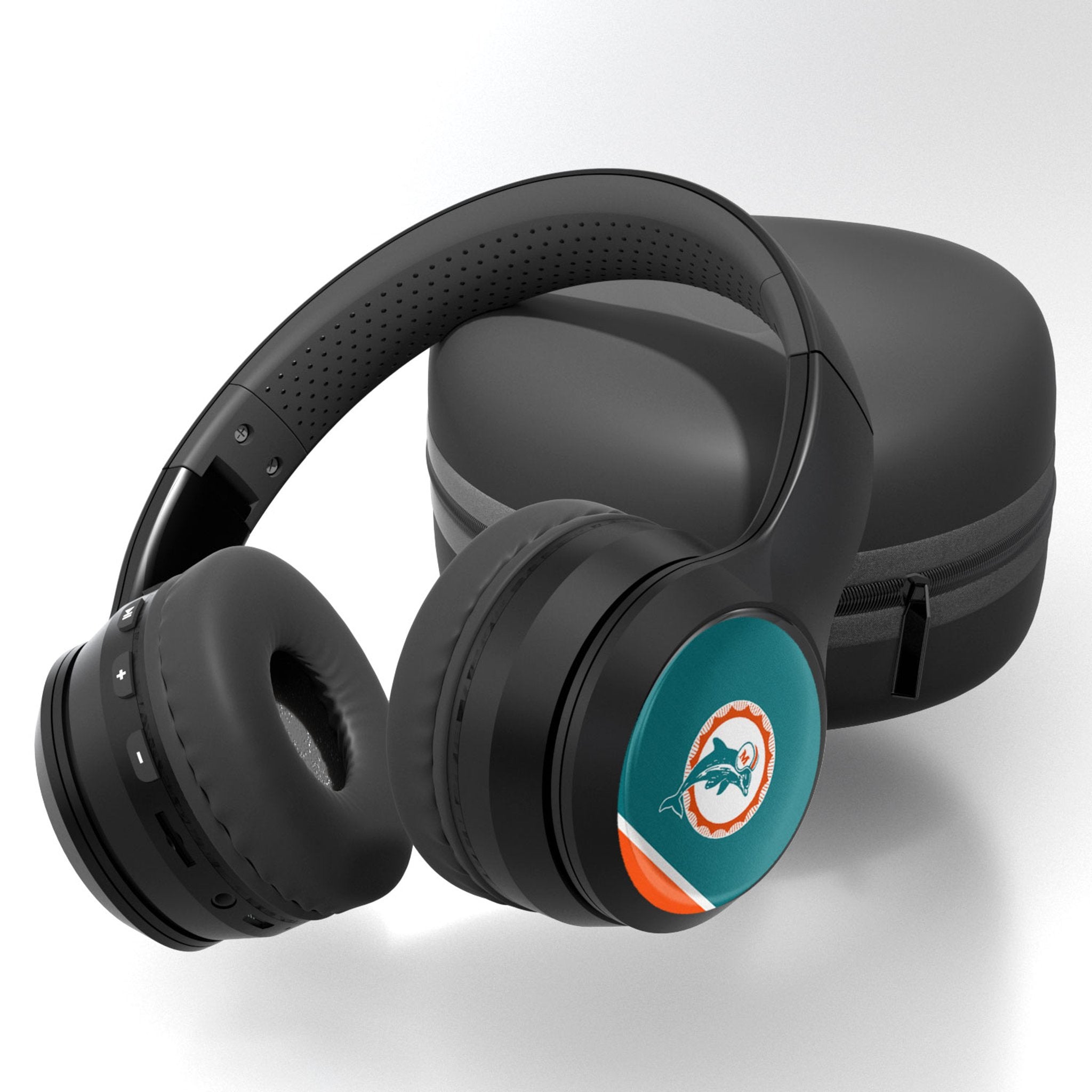 Miami Dolphins 1966-1973 Historic Collection Stripe Wireless Over-Ear BT Headphones With Case - Sports Gifts, Sports Memorabilia, Sports Collectibles, Fan Shop