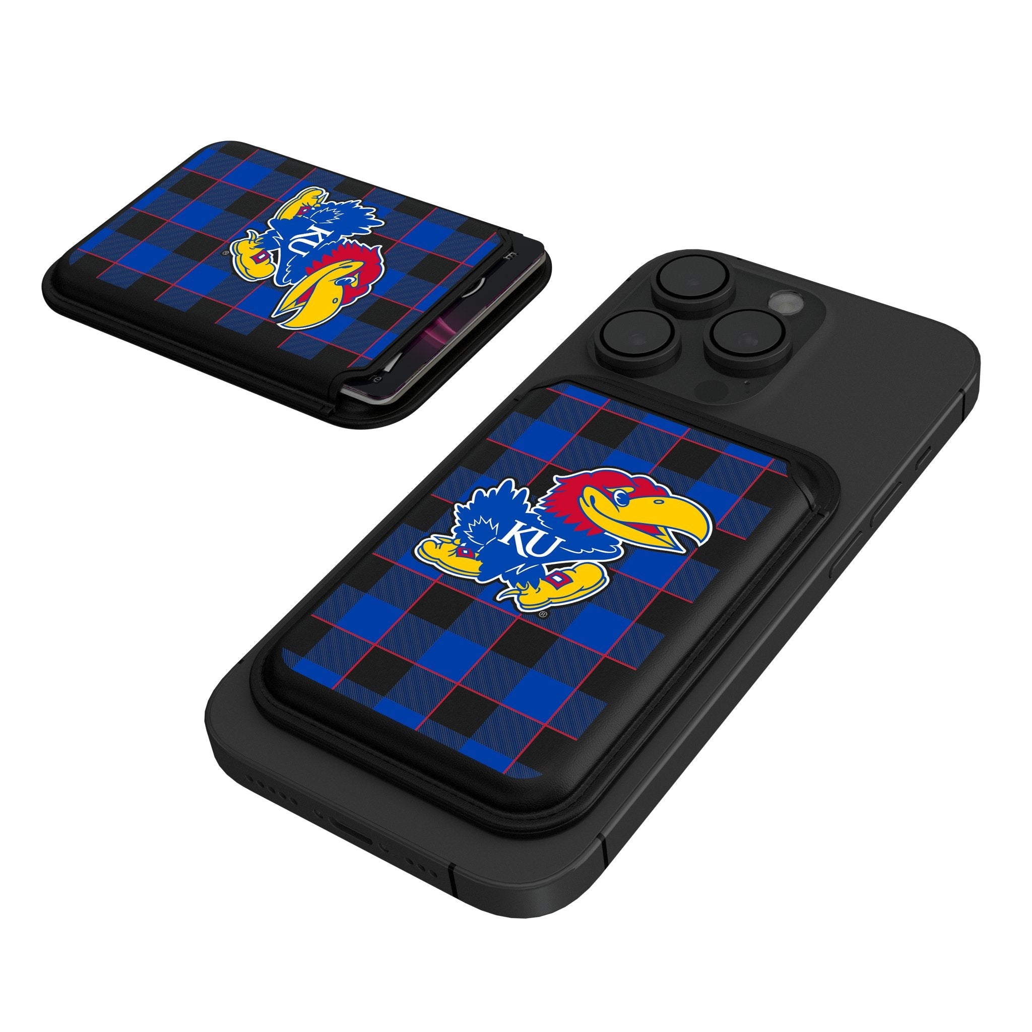 University of Kansas Jayhawks Plaid Black Magnetic Credit Card Wallet - Sports Gifts, Sports Memorabilia, Sports Collectibles, Fan Shop