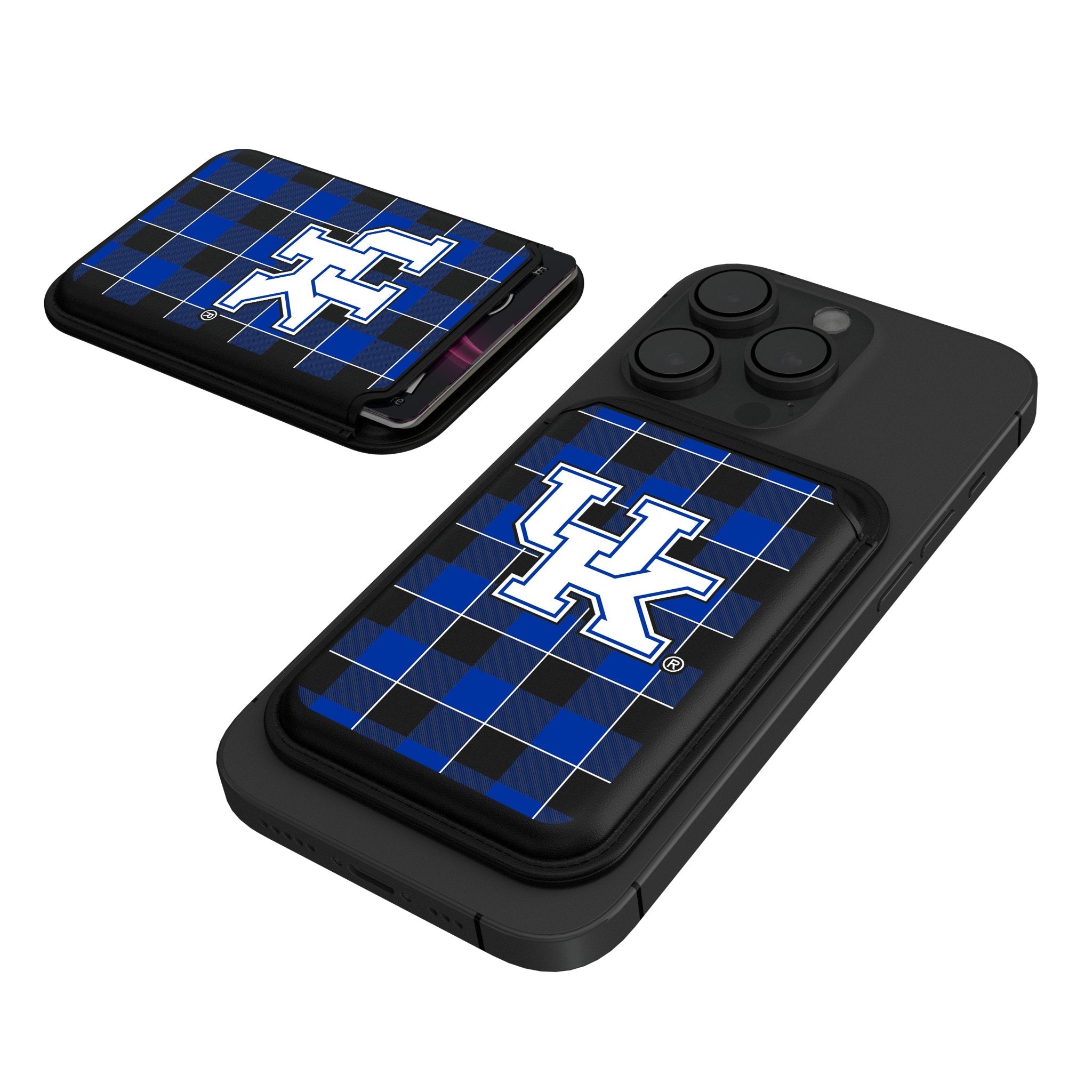 University of Kentucky Wildcats Plaid Black Magnetic Credit Card Wallet - Sports Gifts, Sports Memorabilia, Sports Collectibles, Fan Shop