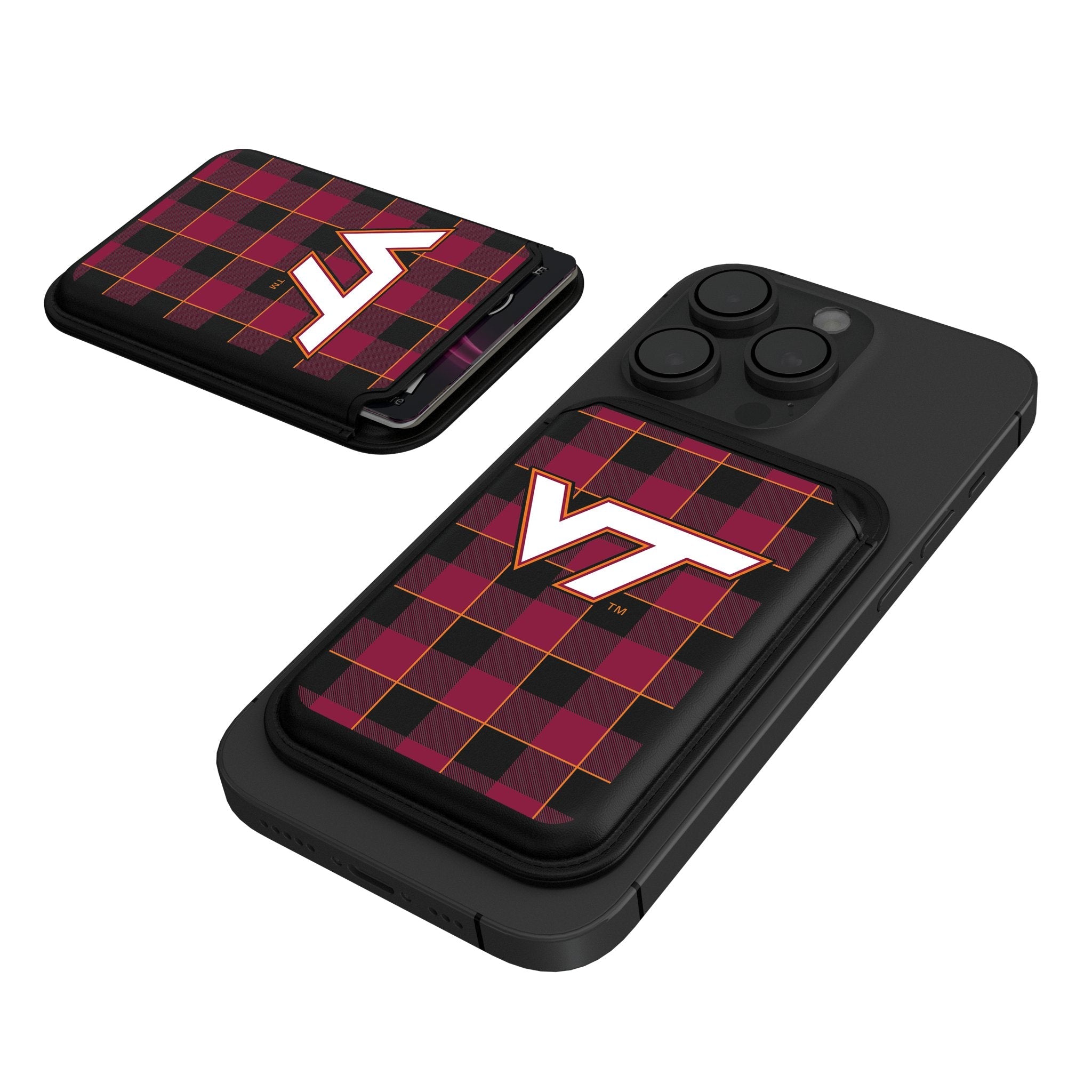 Virginia Tech Hokies Plaid Black Magnetic Credit Card Wallet - Sports Gifts, Sports Memorabilia, Sports Collectibles, Fan Shop