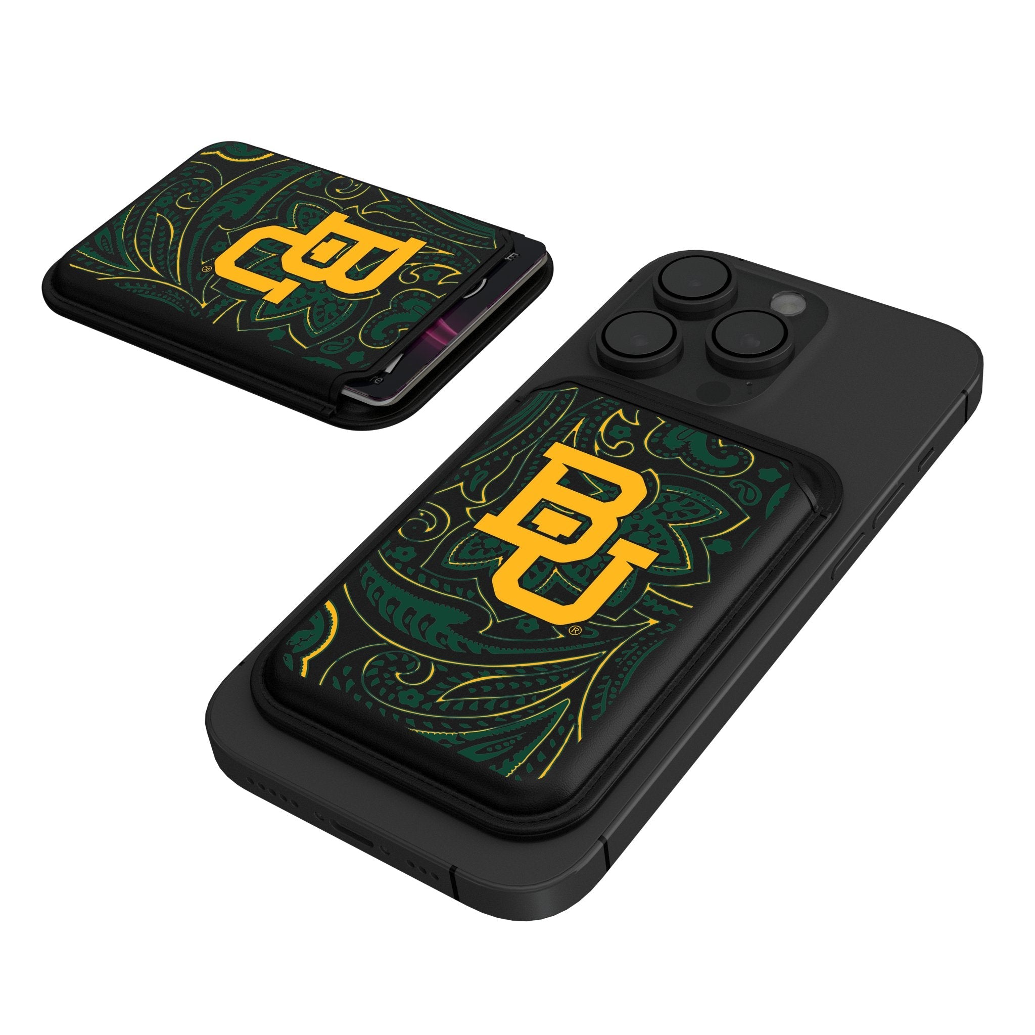 Baylor University Bears Paisley Black Magnetic Credit Card Wallet - Sports Gifts, Sports Memorabilia, Sports Collectibles, Fan Shop