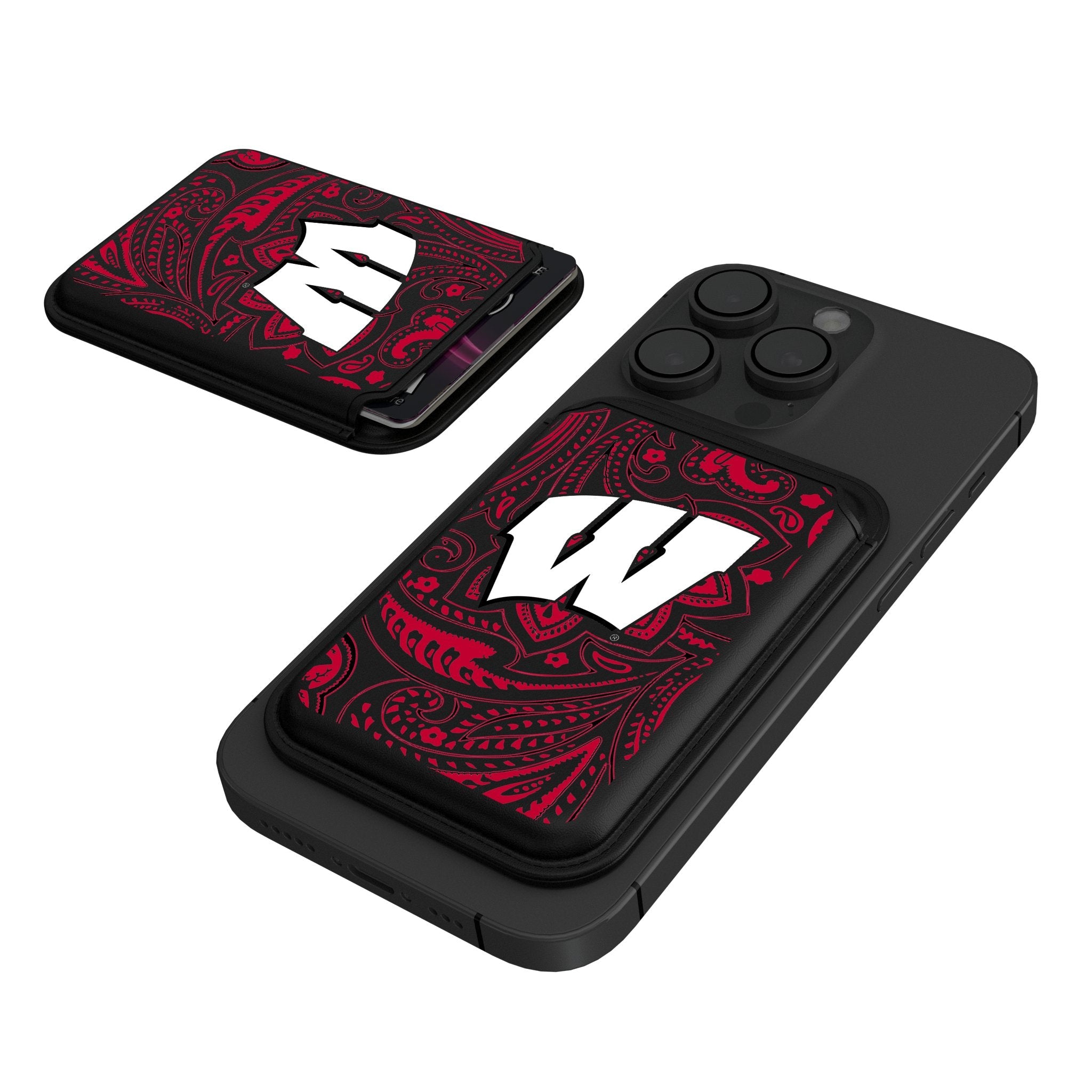 University of Wisconsin Badgers Paisley Black Magnetic Credit Card Wallet - Sports Gifts, Sports Memorabilia, Sports Collectibles, Fan Shop