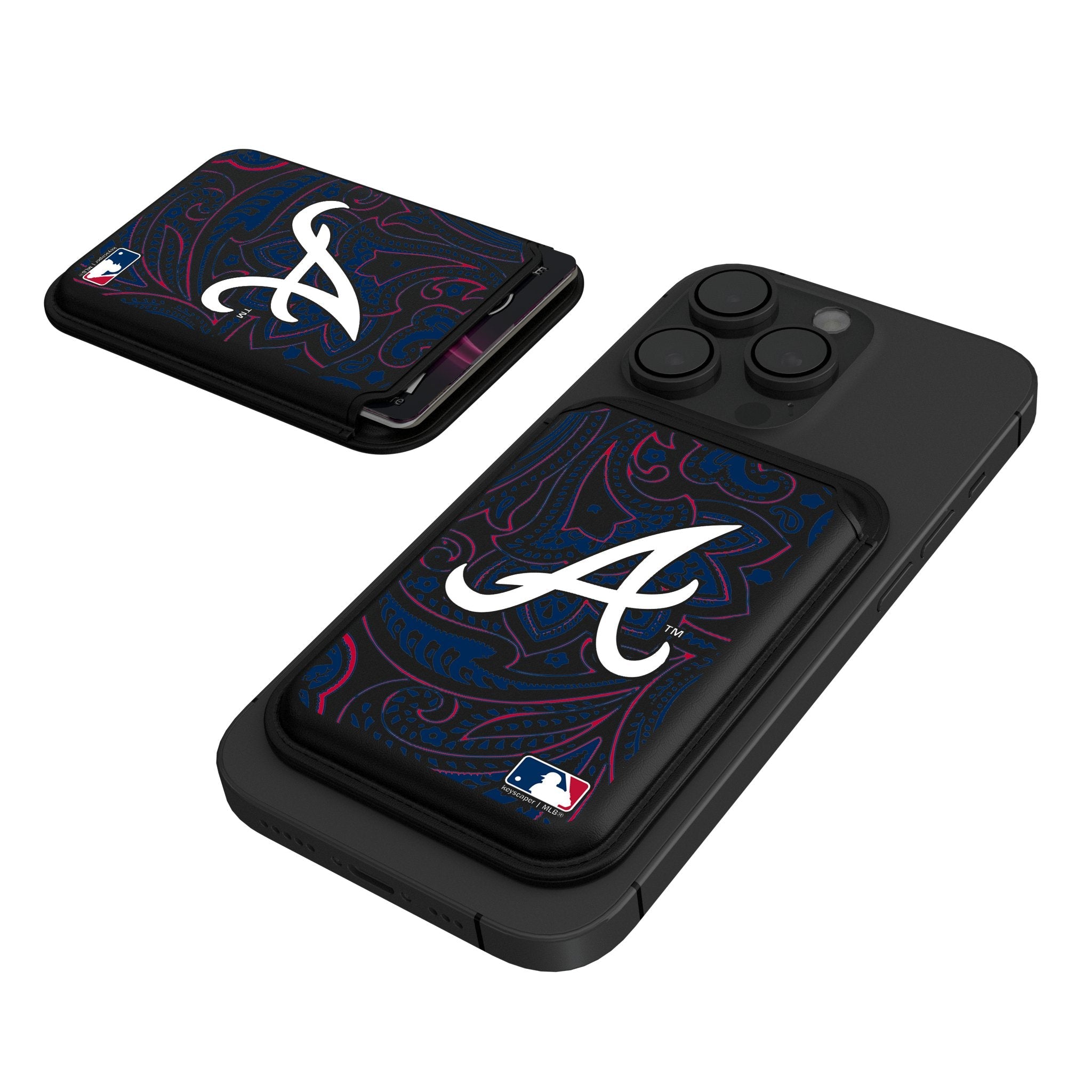 Atlanta Braves Paisley Black Magnetic Credit Card Wallet - Sports Gifts, Sports Memorabilia, Sports Collectibles, Fan Shop