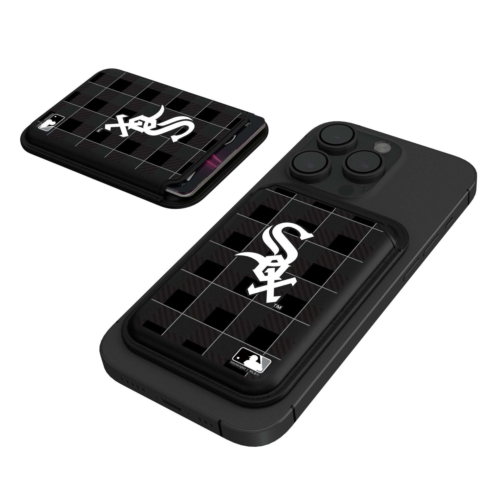 Chicago White Sox Plaid Black Magnetic Credit Card Wallet - Sports Gifts, Sports Memorabilia, Sports Collectibles, Fan Shop