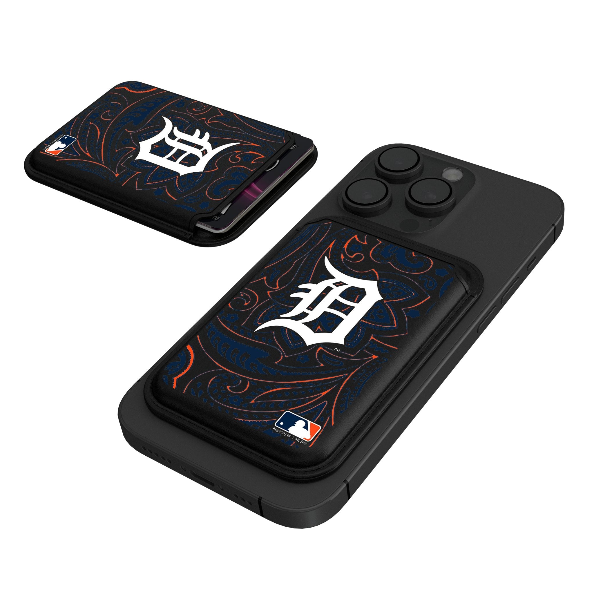 Detroit Tigers Paisley Black Magnetic Credit Card Wallet - Sports Gifts, Sports Memorabilia, Sports Collectibles, Fan Shop