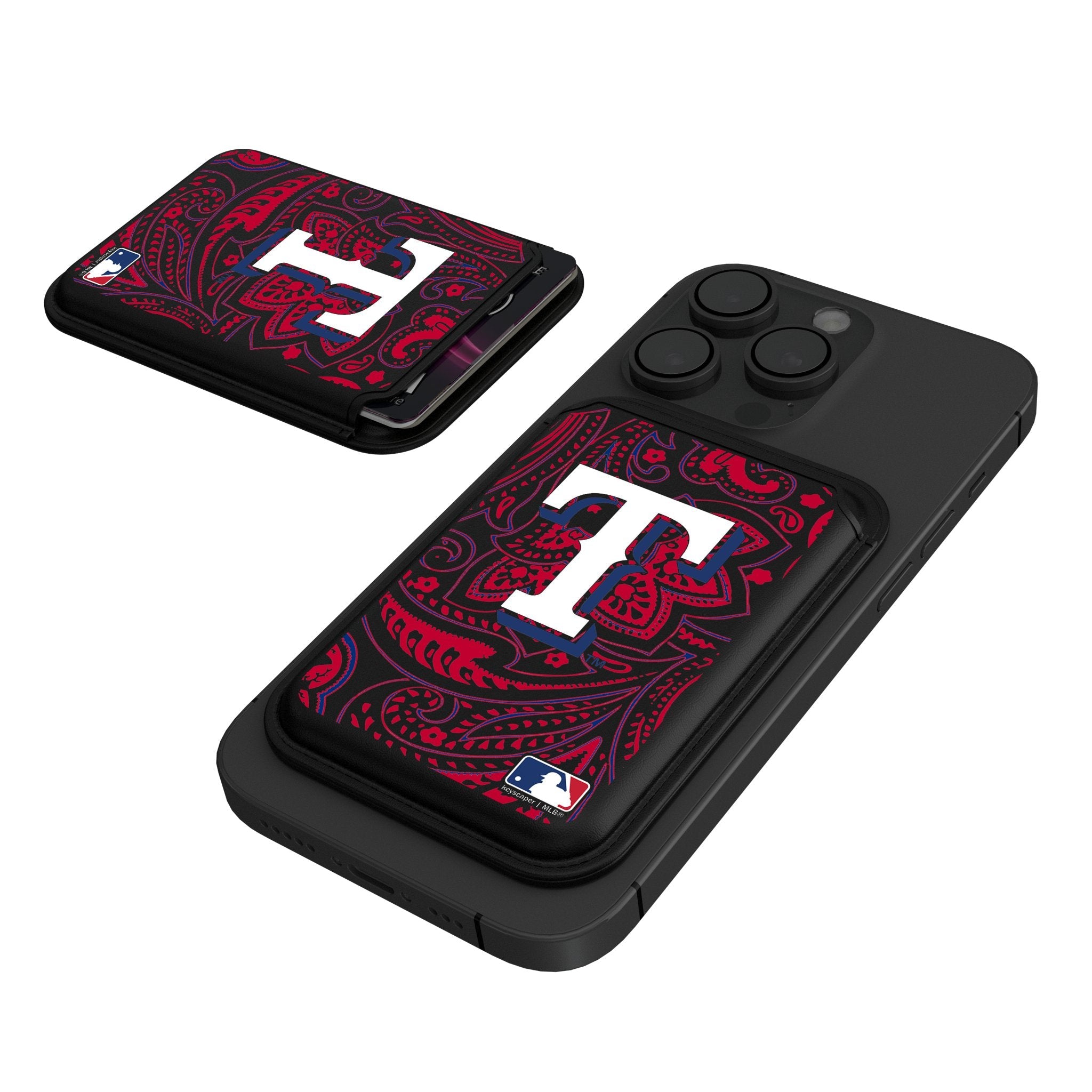 Texas Rangers Paisley Black Magnetic Credit Card Wallet - Sports Gifts, Sports Memorabilia, Sports Collectibles, Fan Shop