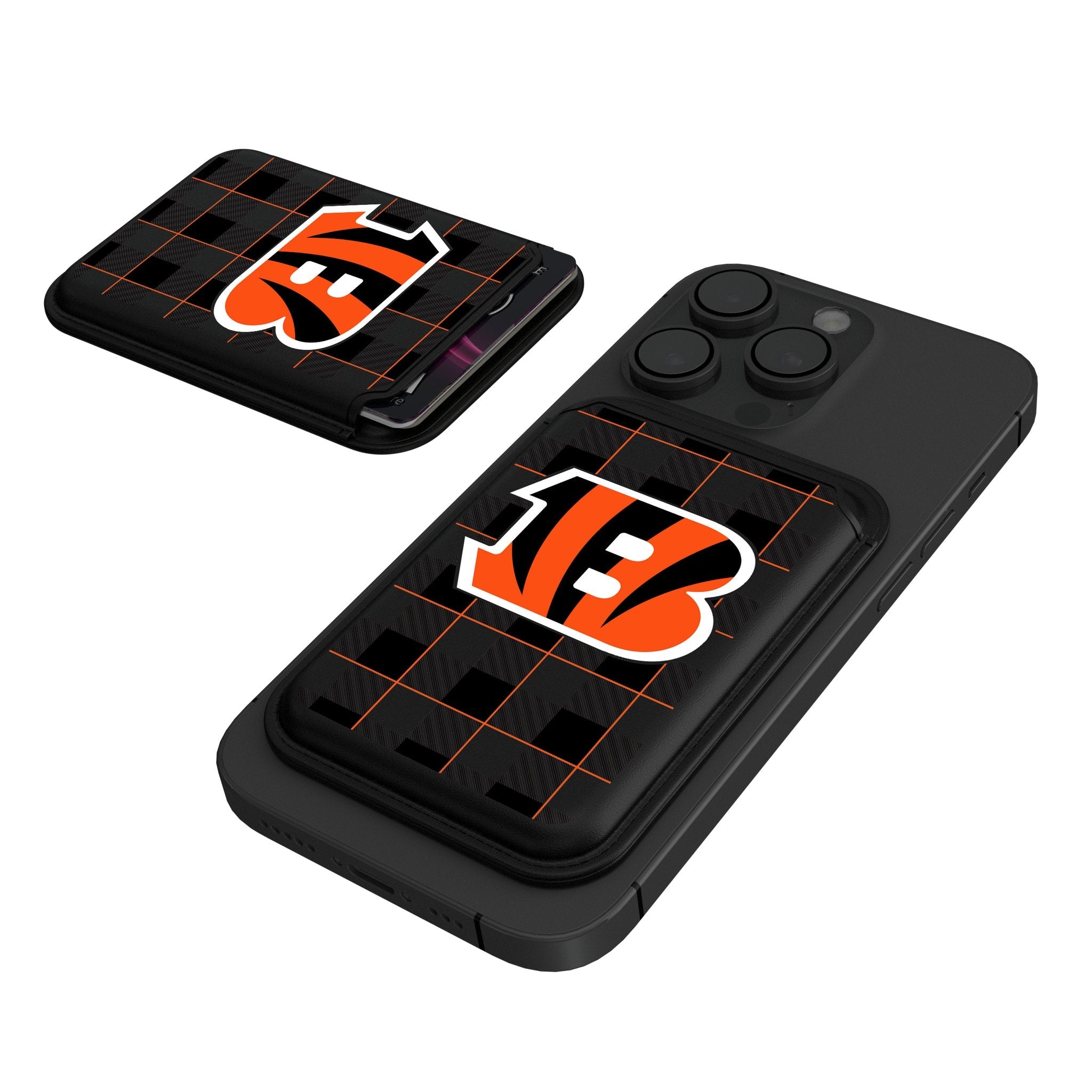 Cincinnati Bengals Plaid Black Magnetic Credit Card Wallet - Sports Gifts, Sports Memorabilia, Sports Collectibles, Fan Shop