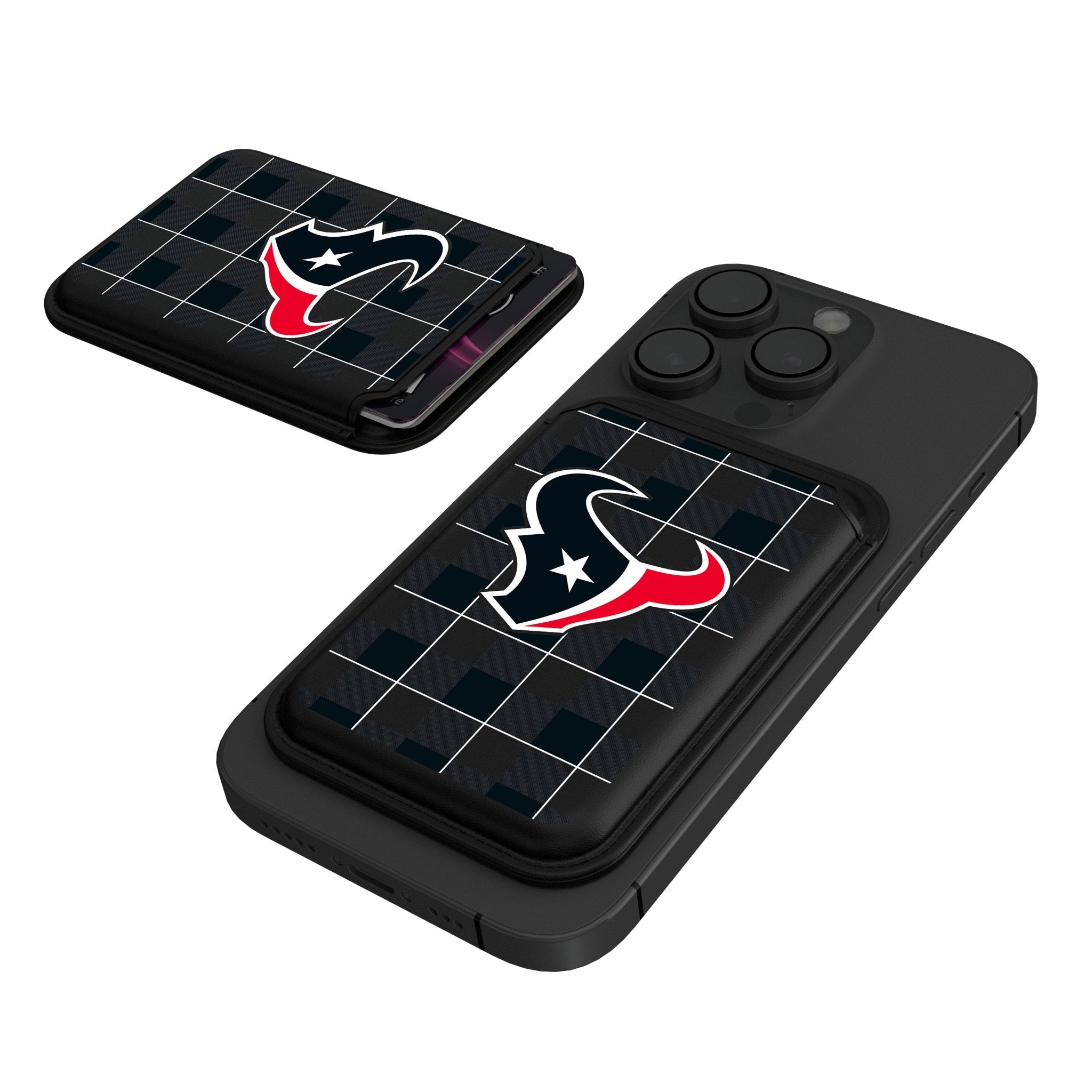Houston Texans Plaid Black Magnetic Credit Card Wallet - Sports Gifts, Sports Memorabilia, Sports Collectibles, Fan Shop