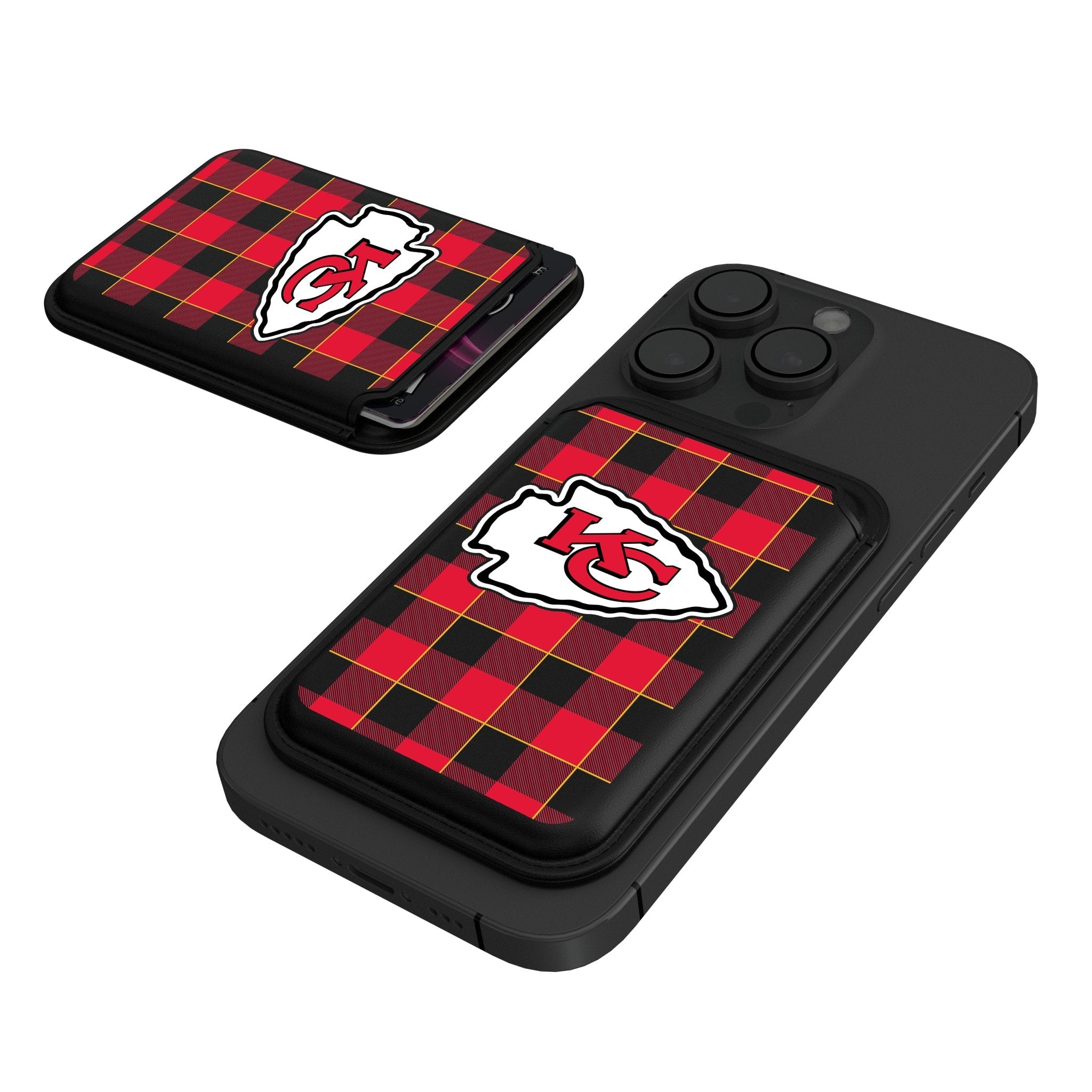 Kansas City Chiefs Plaid Black Magnetic Credit Card Wallet - Sports Gifts, Sports Memorabilia, Sports Collectibles, Fan Shop
