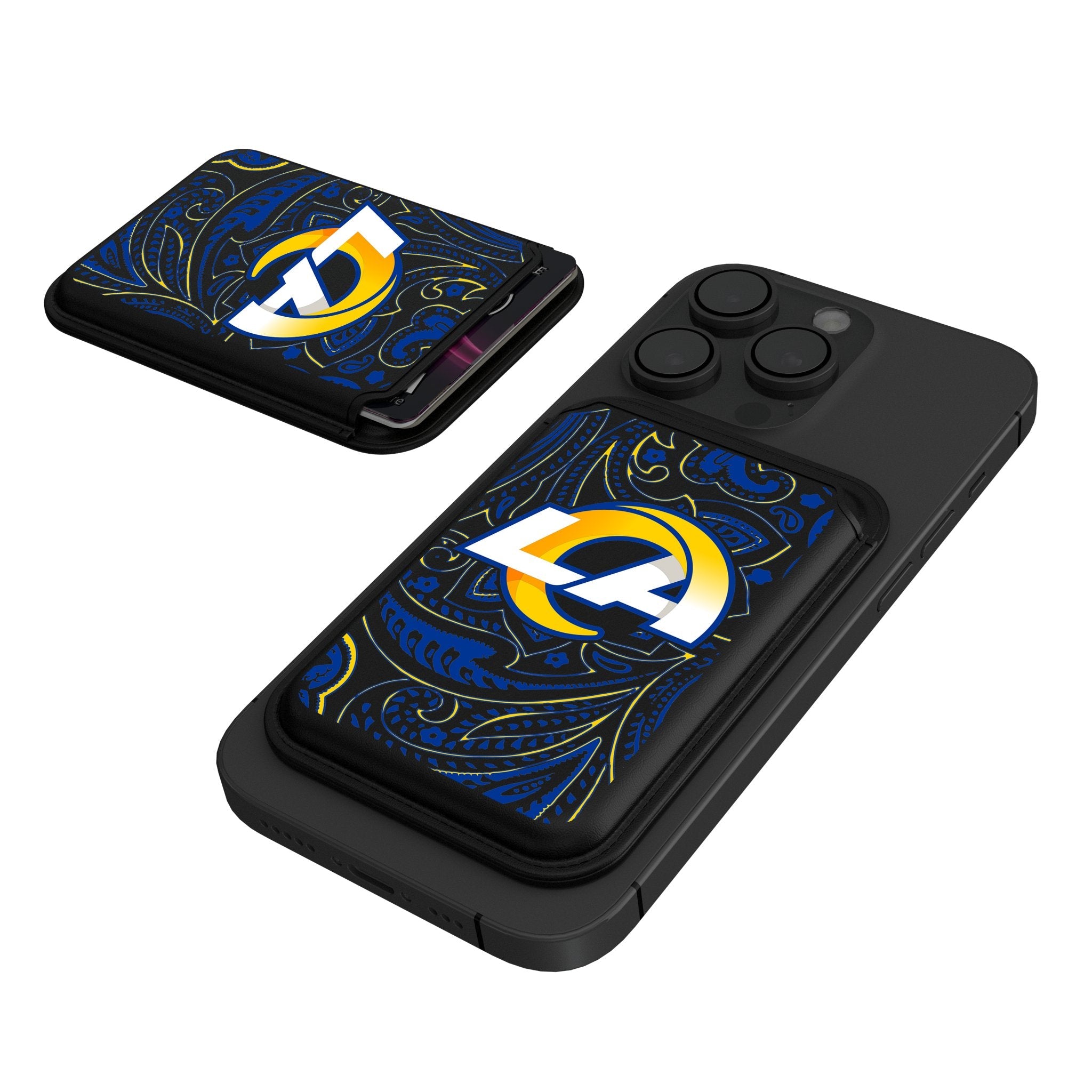 Los Angeles Rams Paisley Black Magnetic Credit Card Wallet - Sports Gifts, Sports Memorabilia, Sports Collectibles, Fan Shop