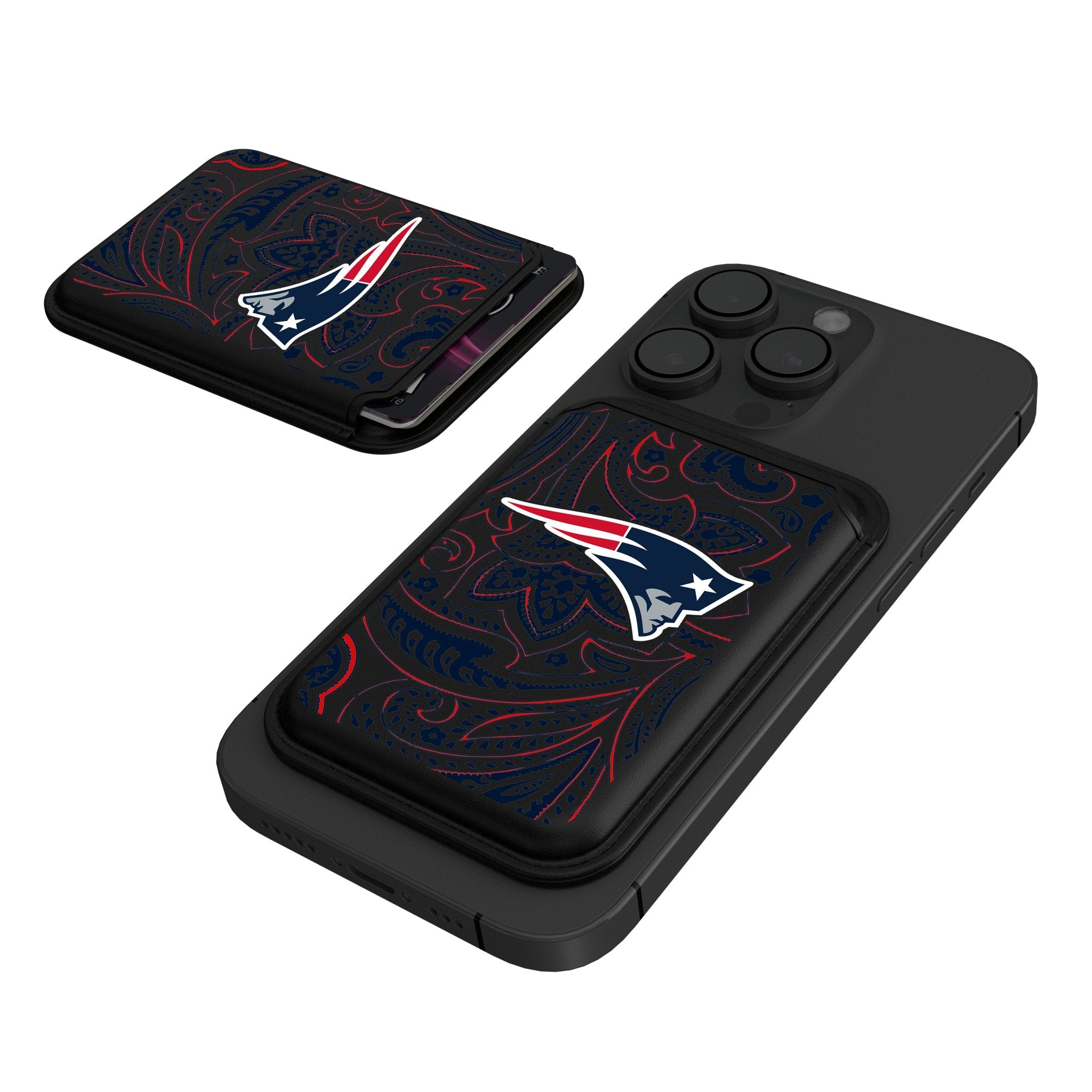 New England Patriots Paisley Black Magnetic Credit Card Wallet - Sports Gifts, Sports Memorabilia, Sports Collectibles, Fan Shop