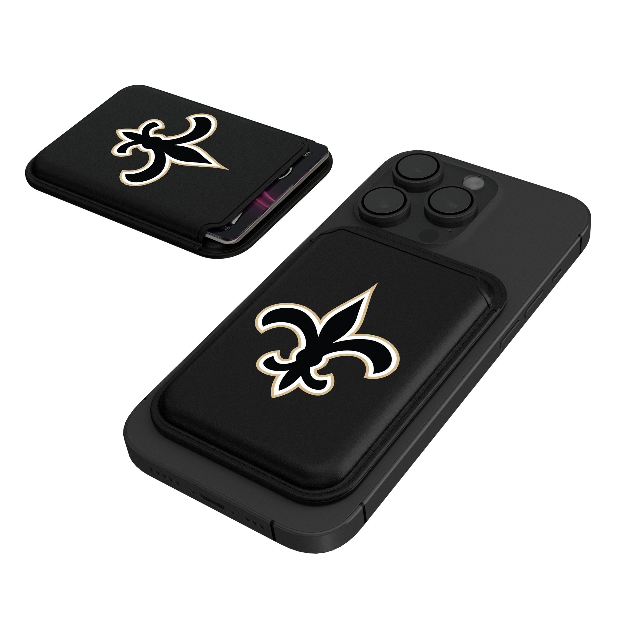 New Orleans Saints Insignia Black Magnetic Credit Card Wallet - Sports Gifts, Sports Memorabilia, Sports Collectibles, Fan Shop