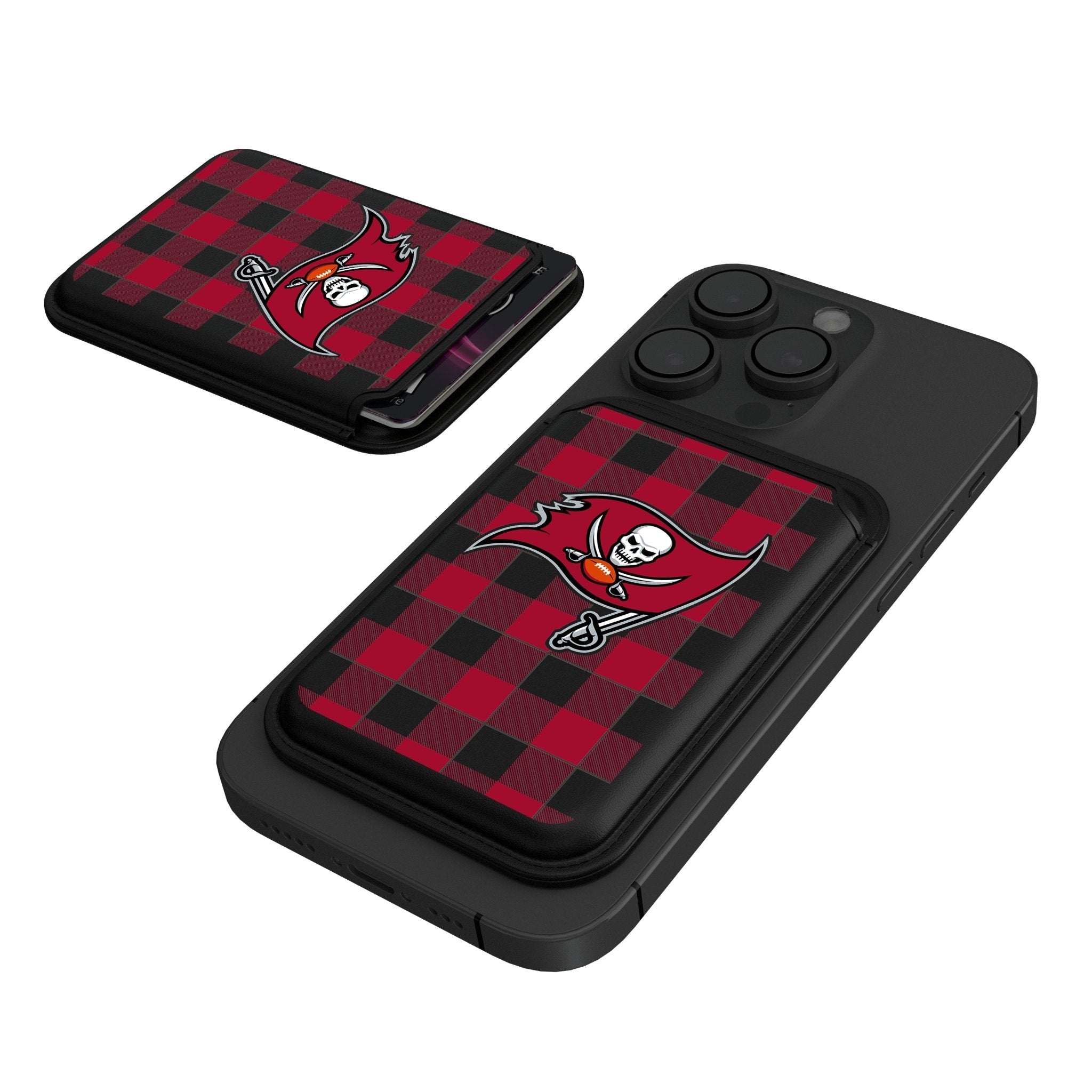 Tampa Bay Buccaneers Plaid Black Magnetic Credit Card Wallet - Sports Gifts, Sports Memorabilia, Sports Collectibles, Fan Shop