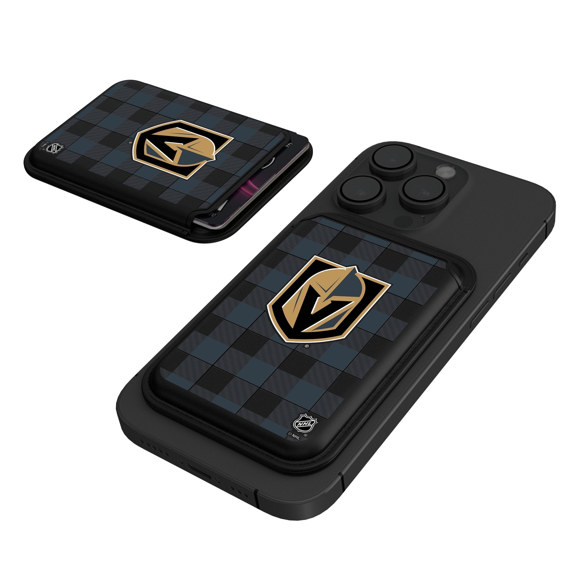Vegas Golden Knights Plaid Black Magnetic Credit Card Wallet - Sports Gifts, Sports Memorabilia, Sports Collectibles, Fan Shop