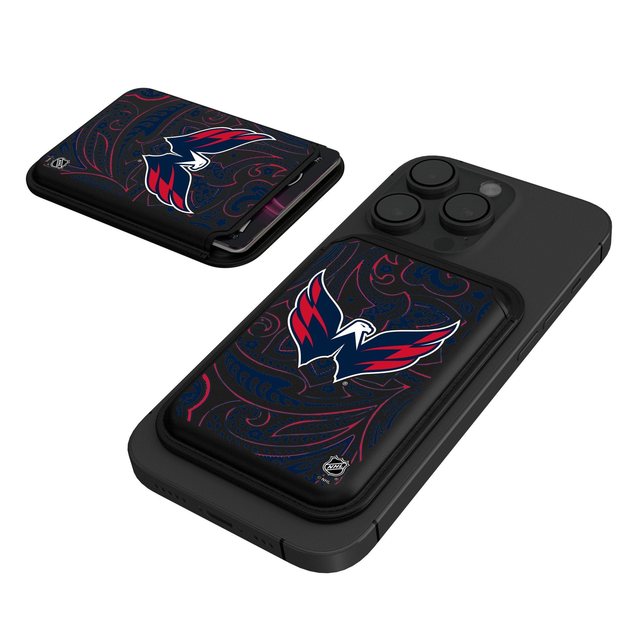 Washington Capitals Paisley Black Magnetic Credit Card Wallet - Sports Gifts, Sports Memorabilia, Sports Collectibles, Fan Shop