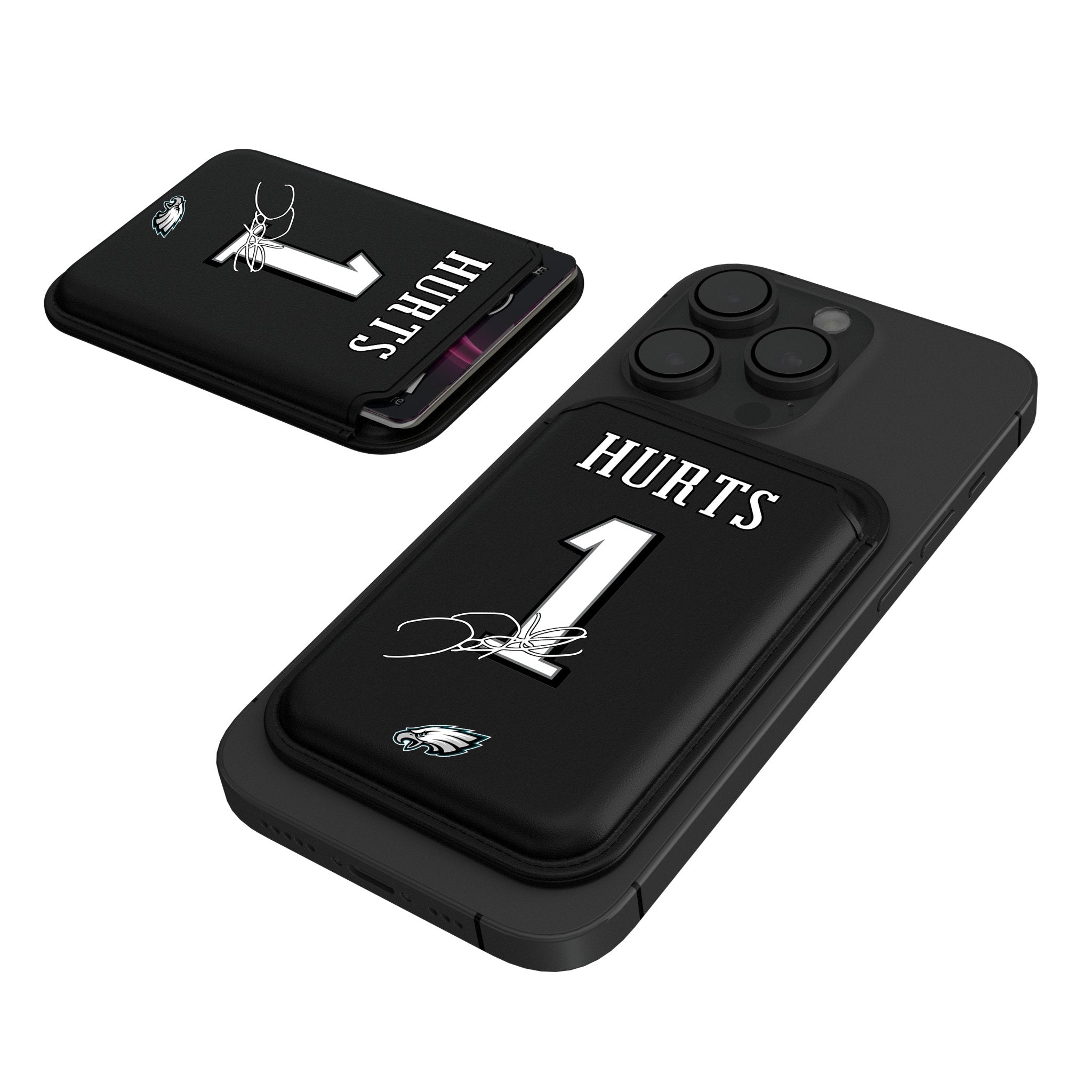 Jalen Hurts Philadelphia Eagles 1 Ready Black Magnetic Credit Card Wallet - Sports Gifts, Sports Memorabilia, Sports Collectibles, Fan Shop