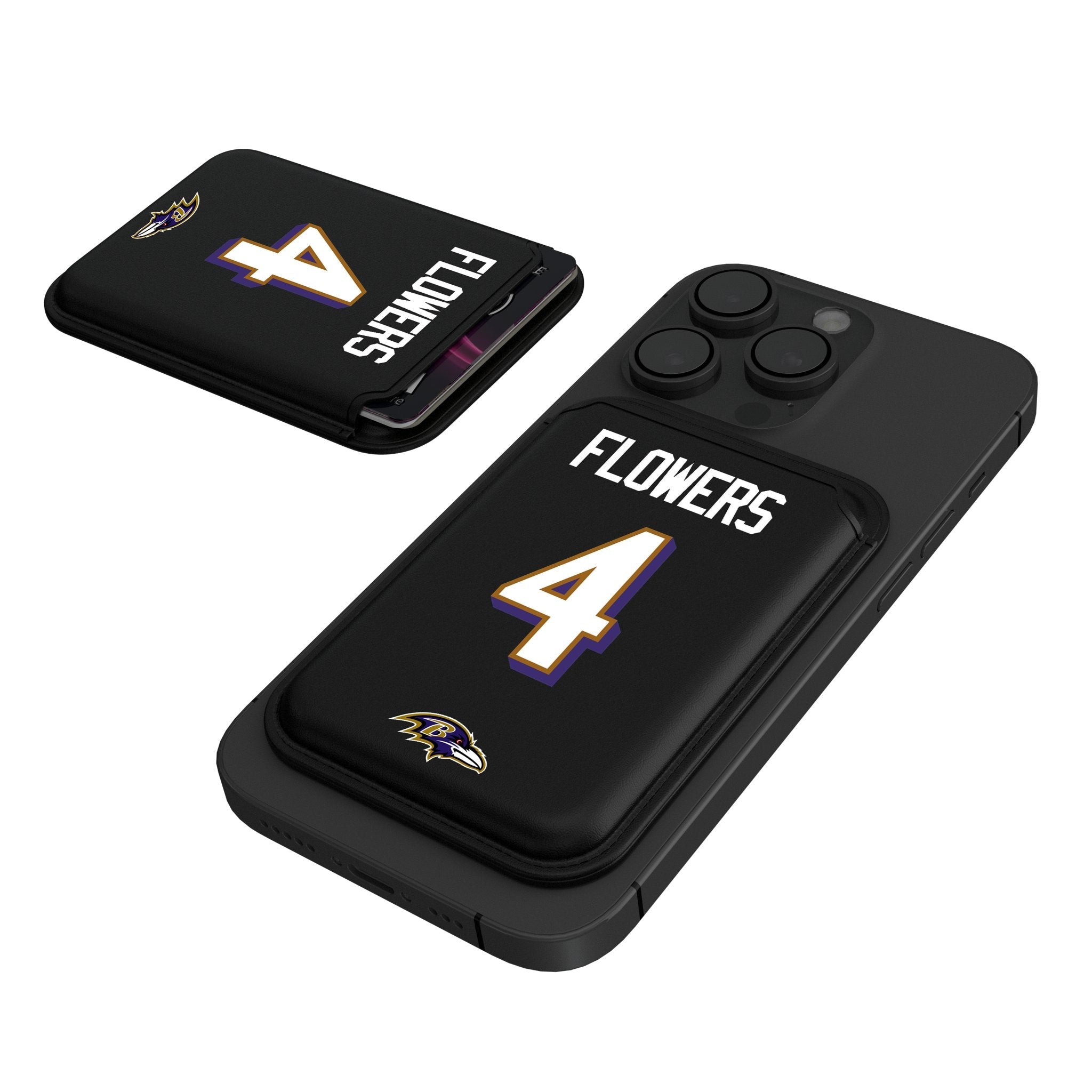 Zay Flowers Baltimore Ravens 4 Ready Black Magnetic Credit Card Wallet - Sports Gifts, Sports Memorabilia, Sports Collectibles, Fan Shop
