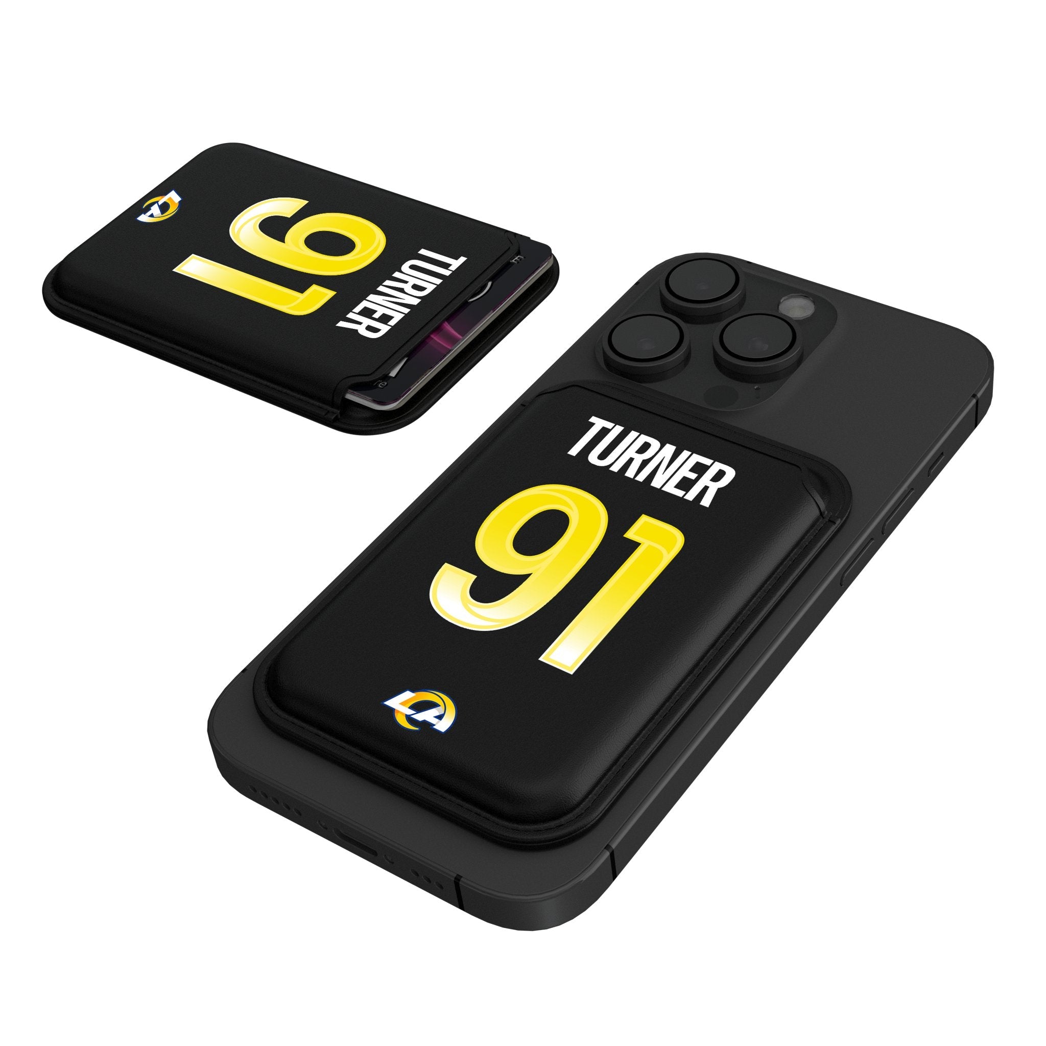 Kobie Turner Los Angeles Rams 91 Ready Black Magnetic Credit Card Wallet - Sports Gifts, Sports Memorabilia, Sports Collectibles, Fan Shop