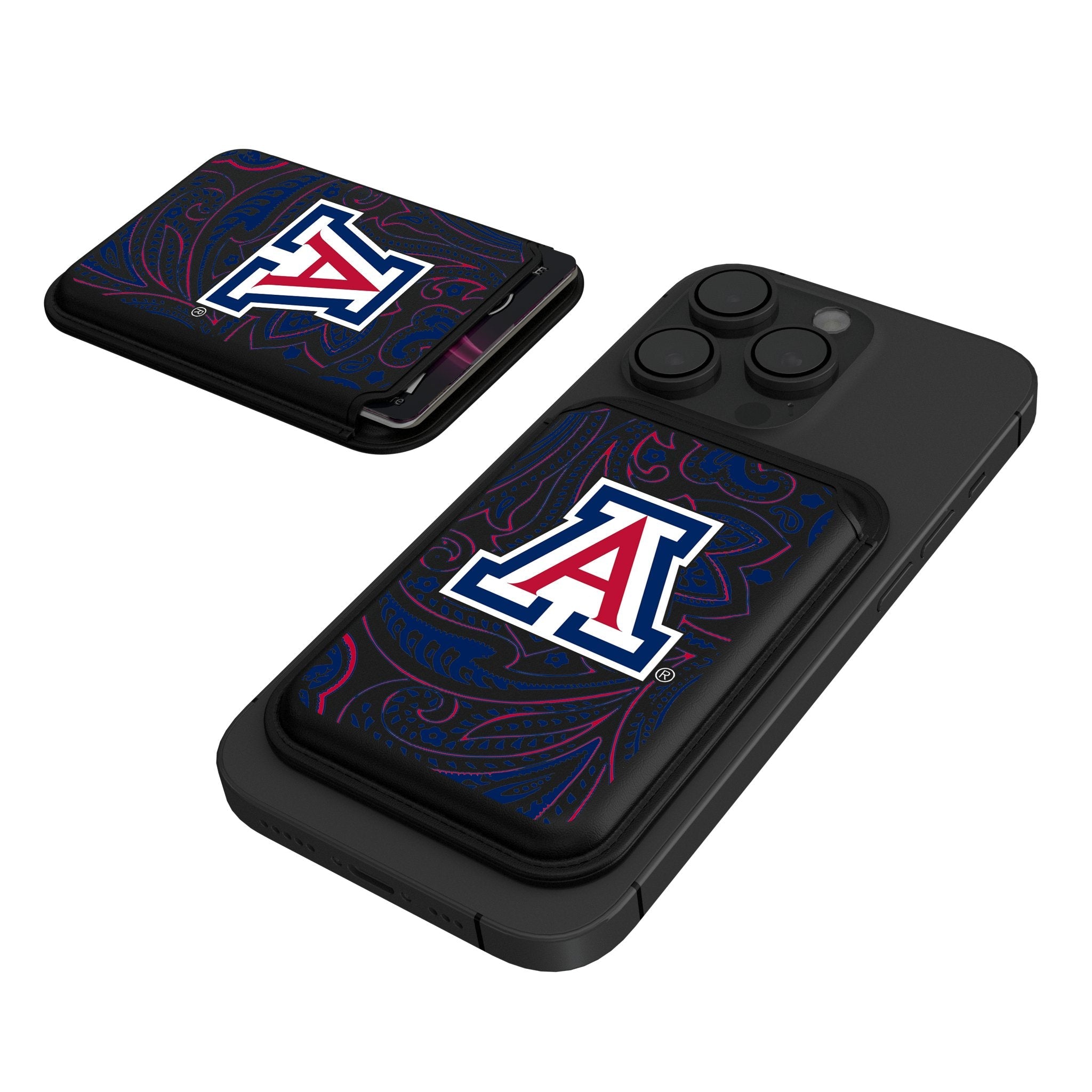 University of Arizona Wildcats Paisley Black Magnetic Credit Card Wallet - Sports Gifts, Sports Memorabilia, Sports Collectibles, Fan Shop