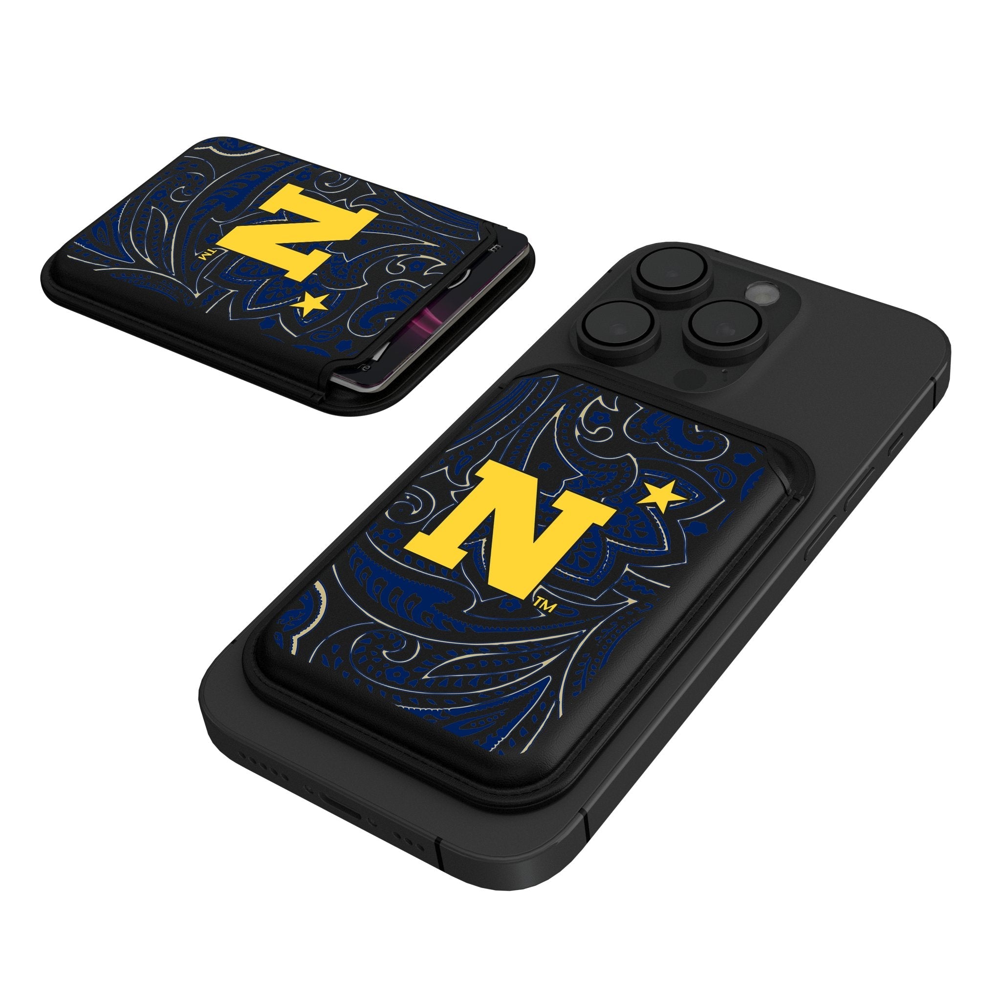 United State Naval Academy Midshipmen Paisley Black Magnetic Credit Card Wallet - Sports Gifts, Sports Memorabilia, Sports Collectibles, Fan Shop