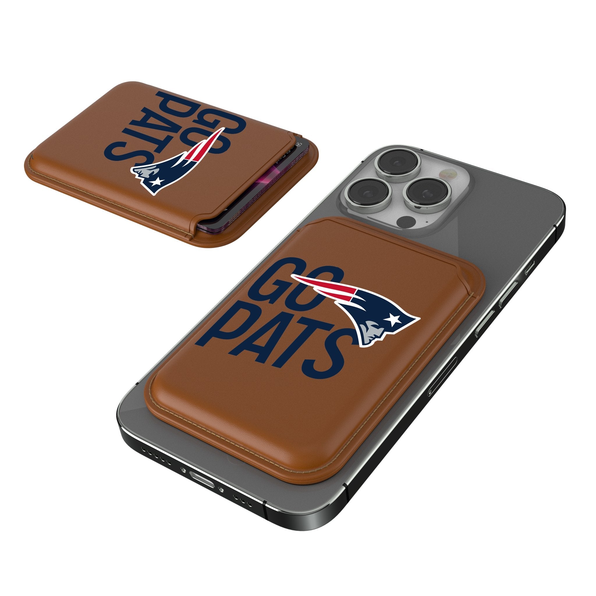 New England Patriots 2024 Illustrated Limited Edition Brown Magnetic Credit Card Wallet - Sports Gifts, Sports Memorabilia, Sports Collectibles, Fan Shop