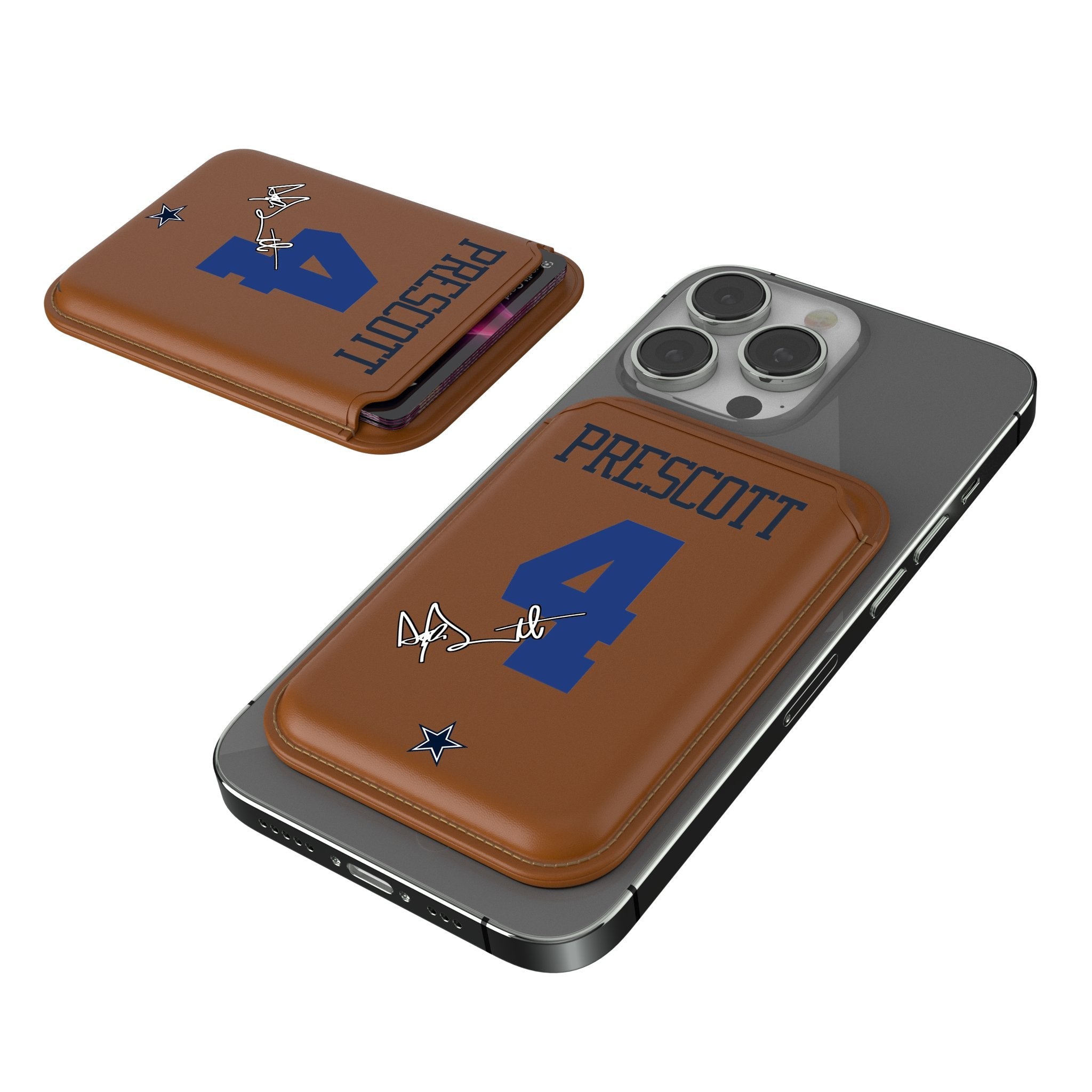 Dak Prescott Dallas Cowboys 4 Ready Brown Magnetic Credit Card Wallet - Sports Gifts, Sports Memorabilia, Sports Collectibles, Fan Shop