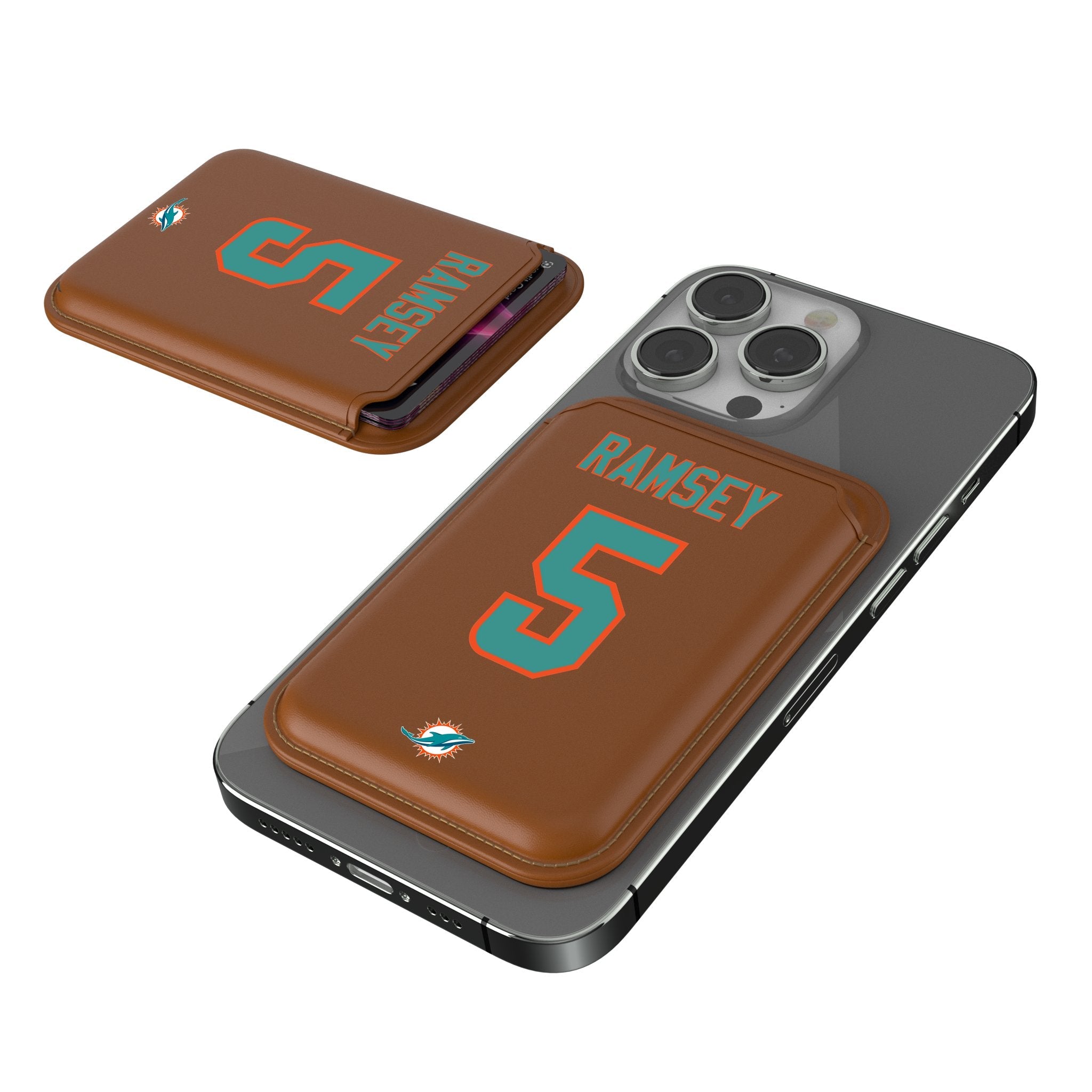 Jalen Ramsey Miami Dolphins 5 Ready Brown Magnetic Credit Card Wallet - Sports Gifts, Sports Memorabilia, Sports Collectibles, Fan Shop