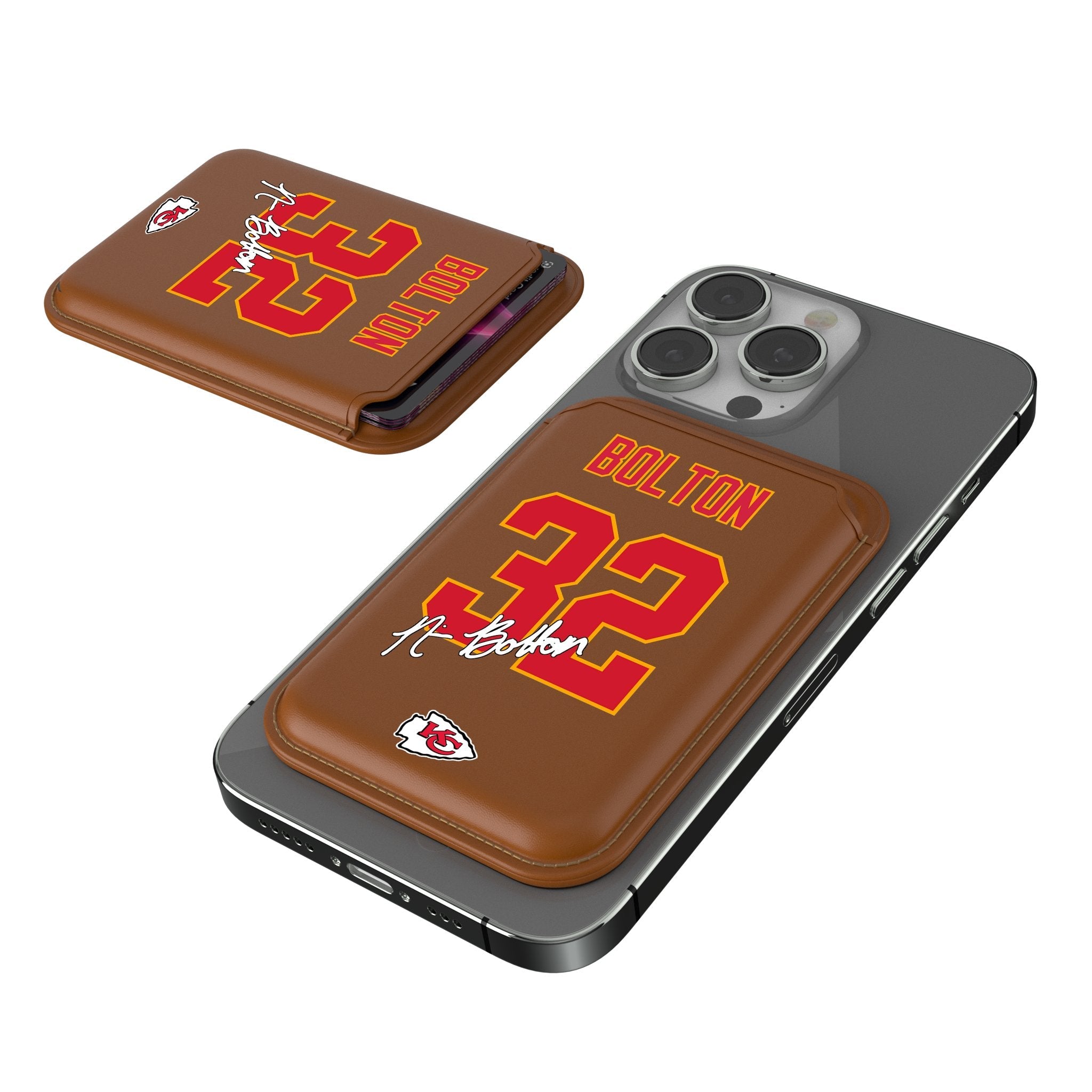 Nick Bolton Kansas City Chiefs 32 Ready Brown Magnetic Credit Card Wallet - Sports Gifts, Sports Memorabilia, Sports Collectibles, Fan Shop
