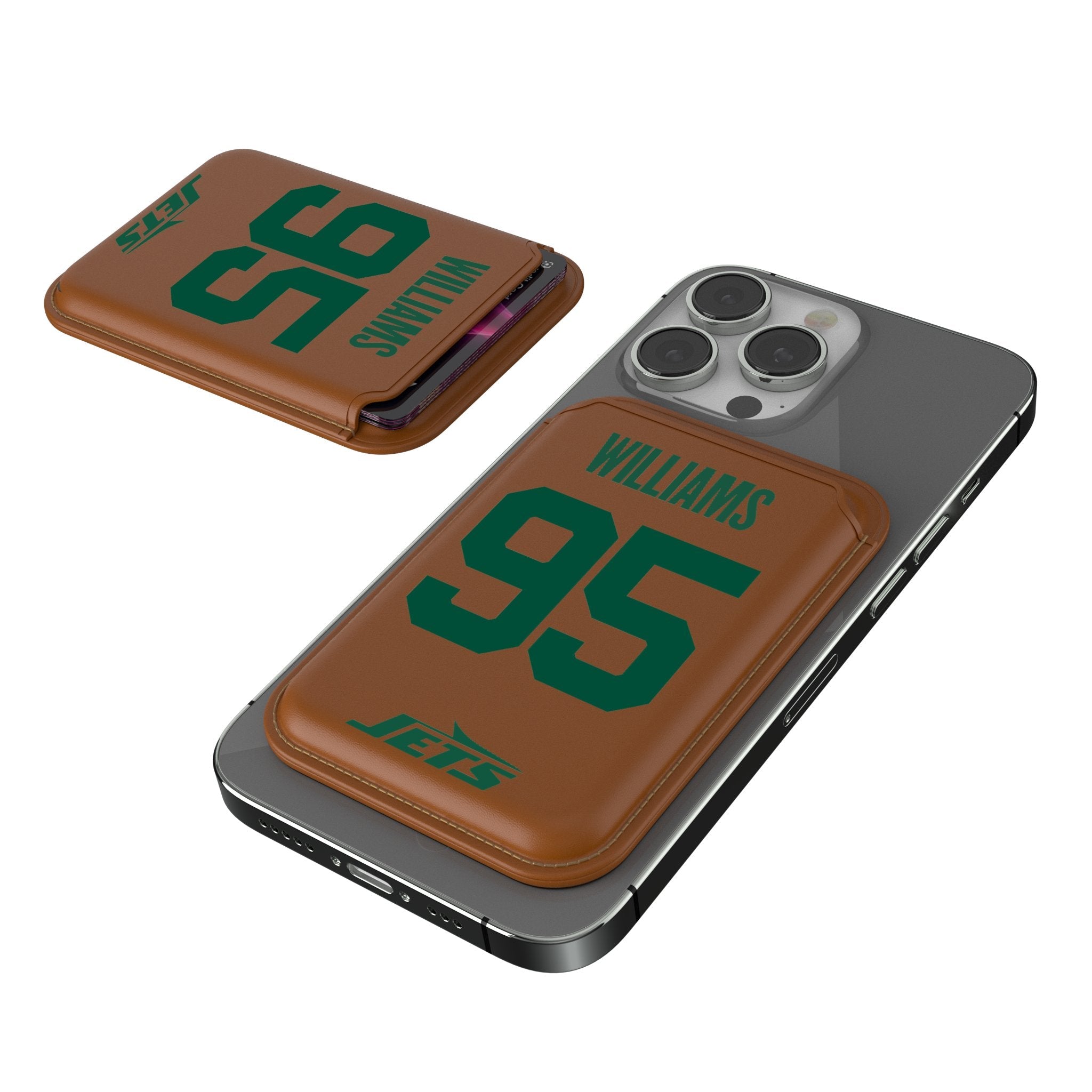 Quinnen Williams New York Jets 95 Ready Brown Magnetic Credit Card Wallet - Sports Gifts, Sports Memorabilia, Sports Collectibles, Fan Shop