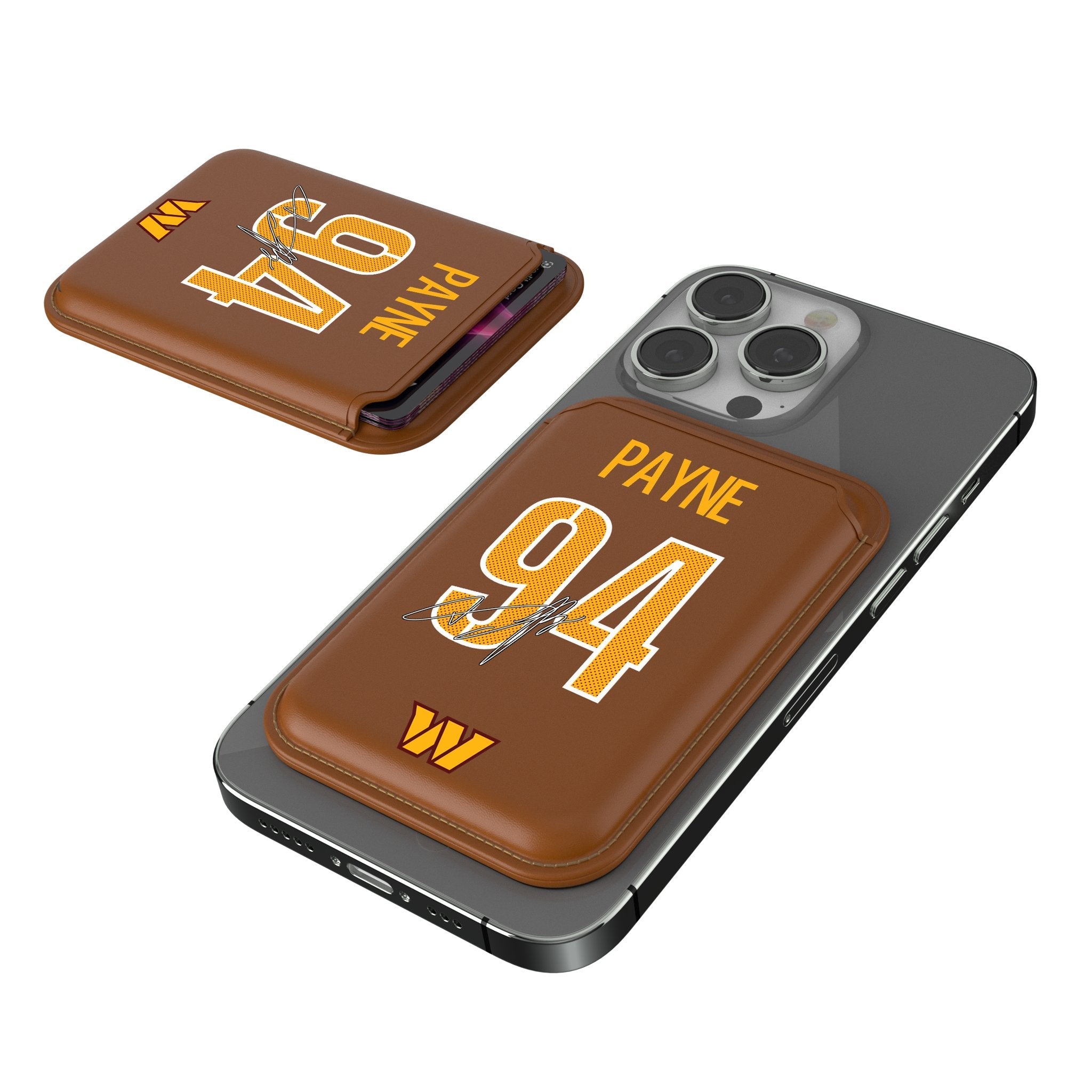 Daron Payne Washington Commanders 94 Ready Brown Magnetic Credit Card Wallet - Sports Gifts, Sports Memorabilia, Sports Collectibles, Fan Shop