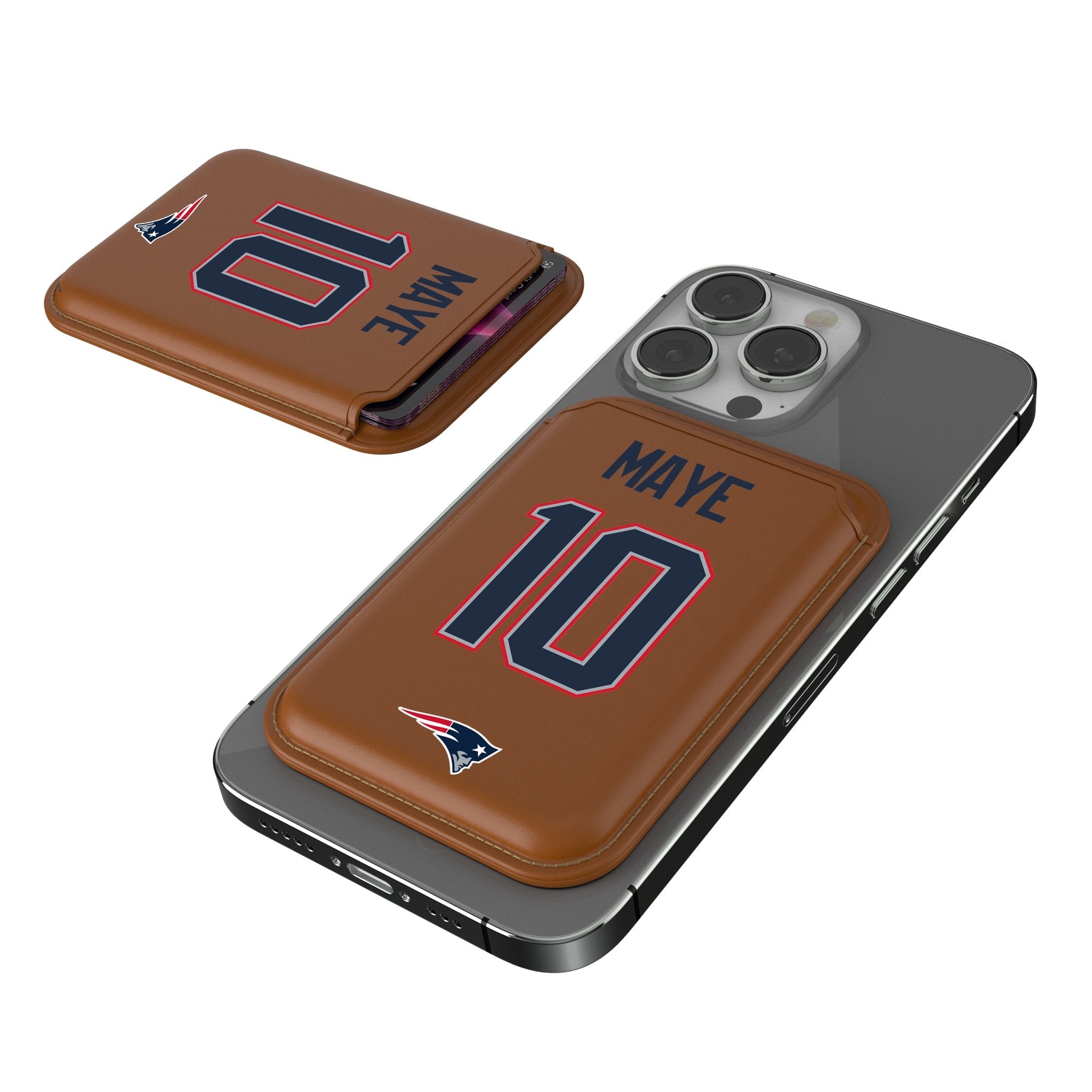Drake Maye New England Patriots 10 Ready Brown Magnetic Credit Card Wallet - Sports Gifts, Sports Memorabilia, Sports Collectibles, Fan Shop