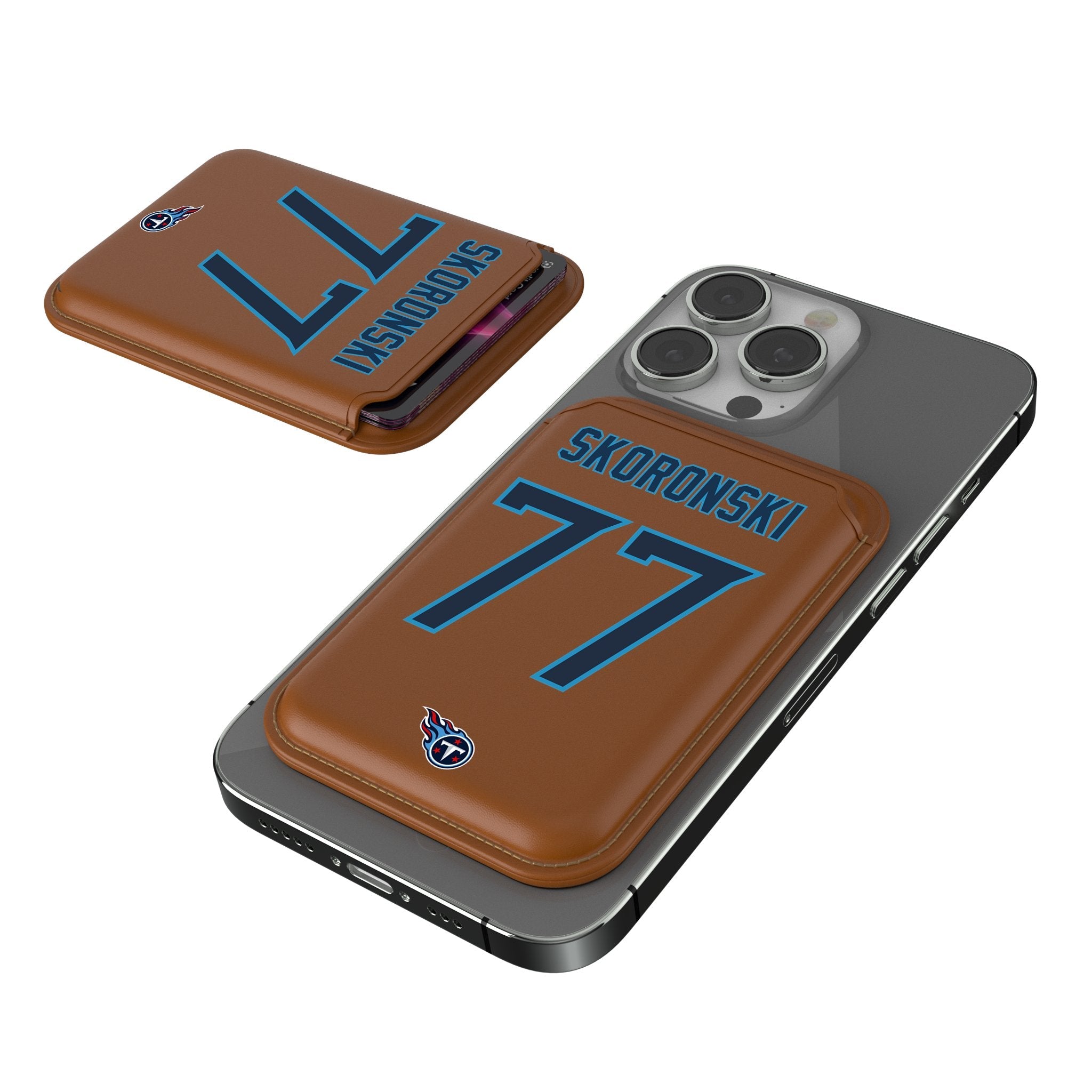 Peter Skoronski Tennessee Titans 77 Ready Brown Magnetic Credit Card Wallet - Sports Gifts, Sports Memorabilia, Sports Collectibles, Fan Shop