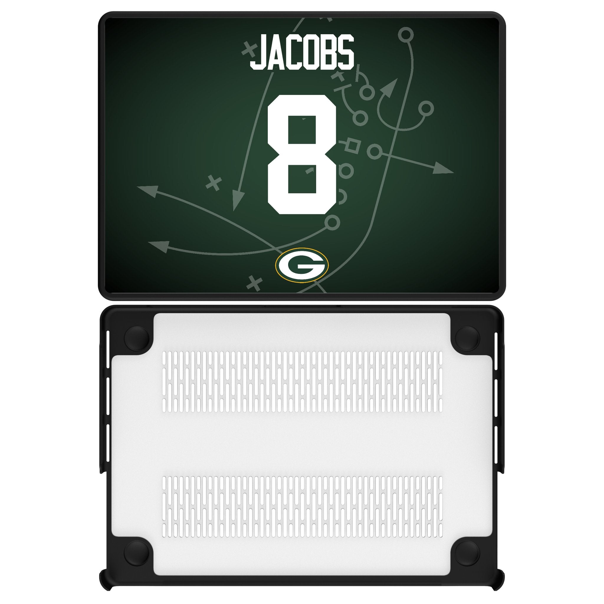 Josh Jacobs Green Bay Packers 8 Game Tactic Laptop Case for Apple MacBook - Sports Gifts, Sports Memorabilia, Sports Collectibles, Fan Shop