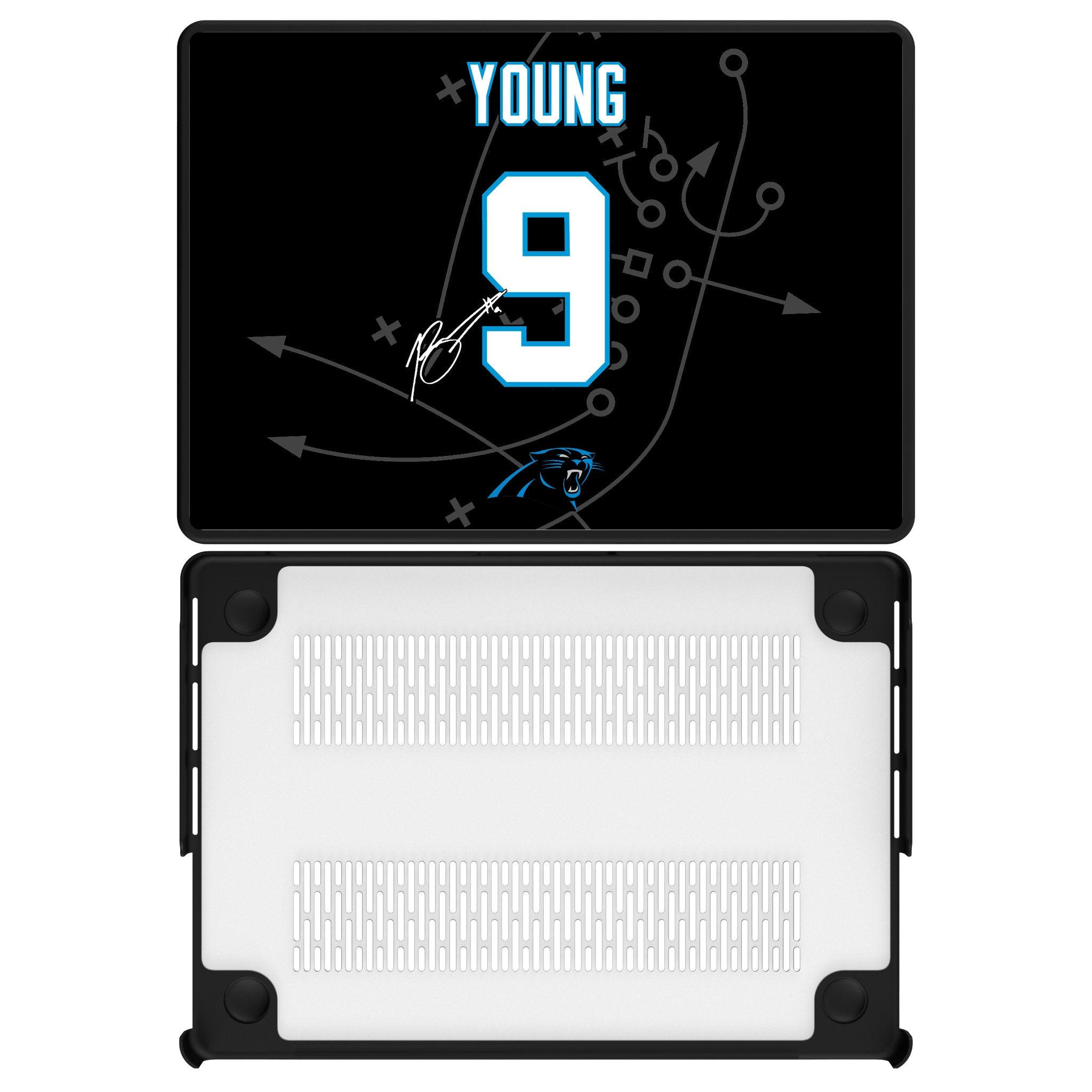 Bryce Young Carolina Panthers 9 Game Tactic Laptop Case for Apple MacBook - Sports Gifts, Sports Memorabilia, Sports Collectibles, Fan Shop