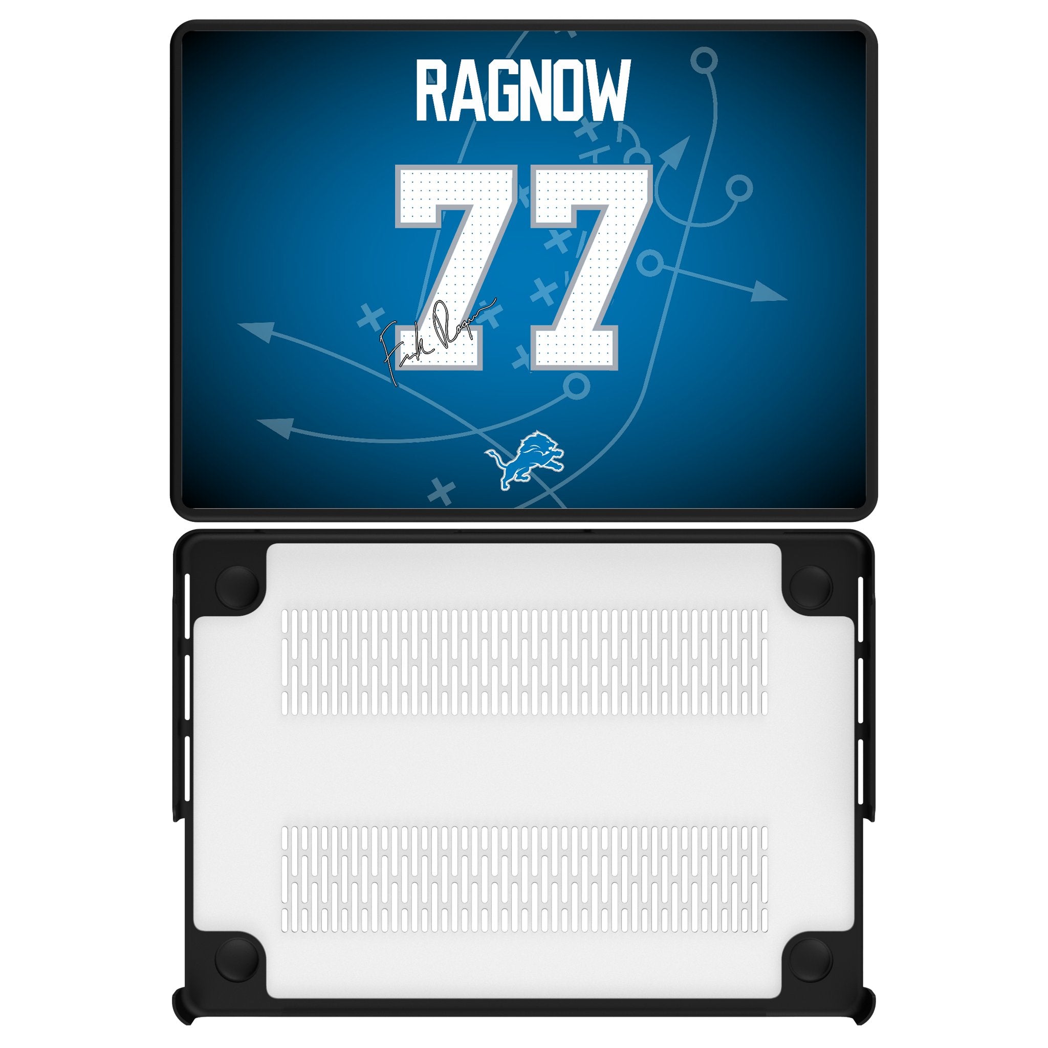 Frank Ragnow Detroit Lions 77 Game Tactic Laptop Case for Apple MacBook - Sports Gifts, Sports Memorabilia, Sports Collectibles, Fan Shop