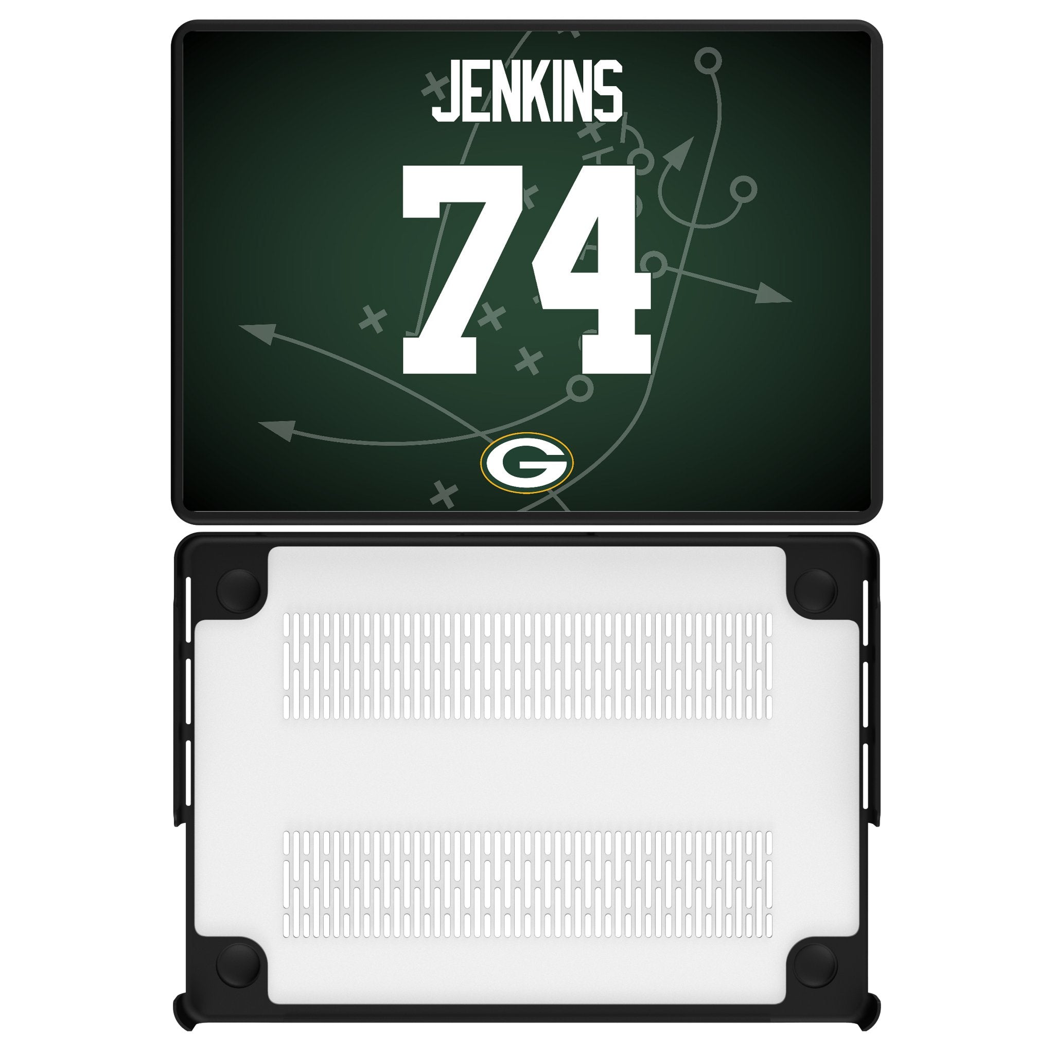 Elgton Jenkins Green Bay Packers 74 Game Tactic Laptop Case for Apple MacBook - Sports Gifts, Sports Memorabilia, Sports Collectibles, Fan Shop